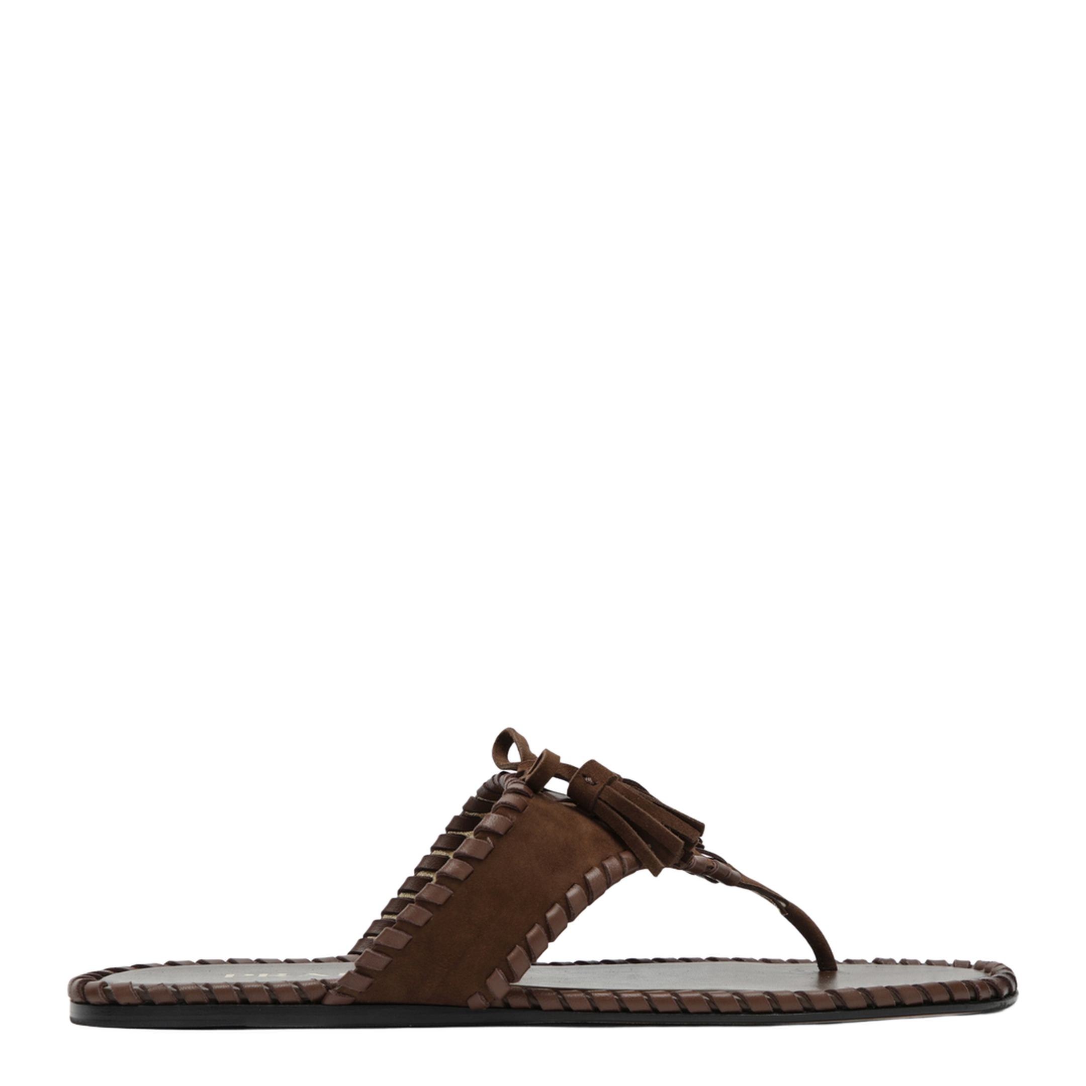 Flip-Flops In Suede And Nappa Leather With Tassels - Image 1