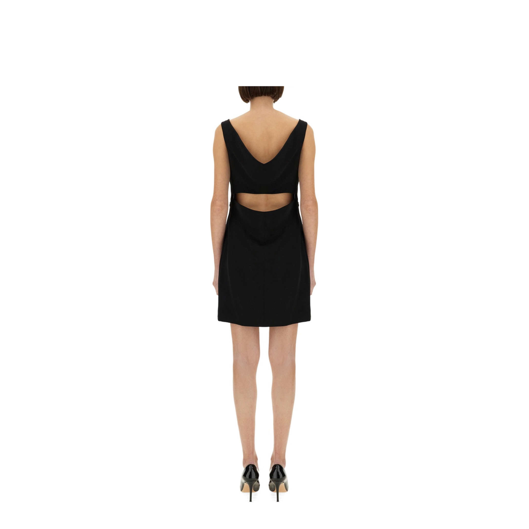 Black Mini Dress with Back Neckline - Image 3