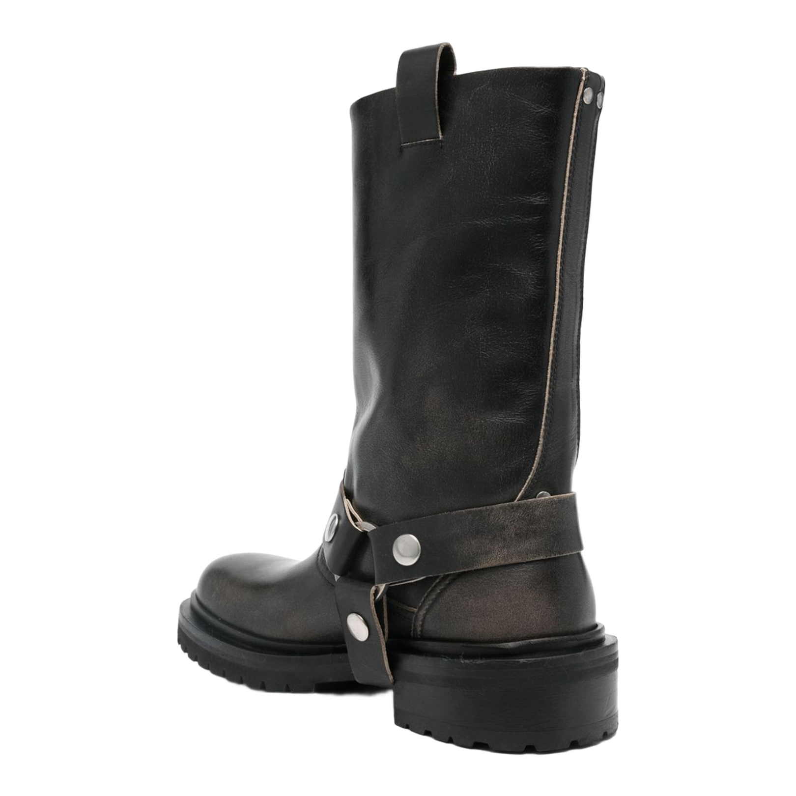 Kurt Boots in Black Leather with Silver Buckle - Image 3