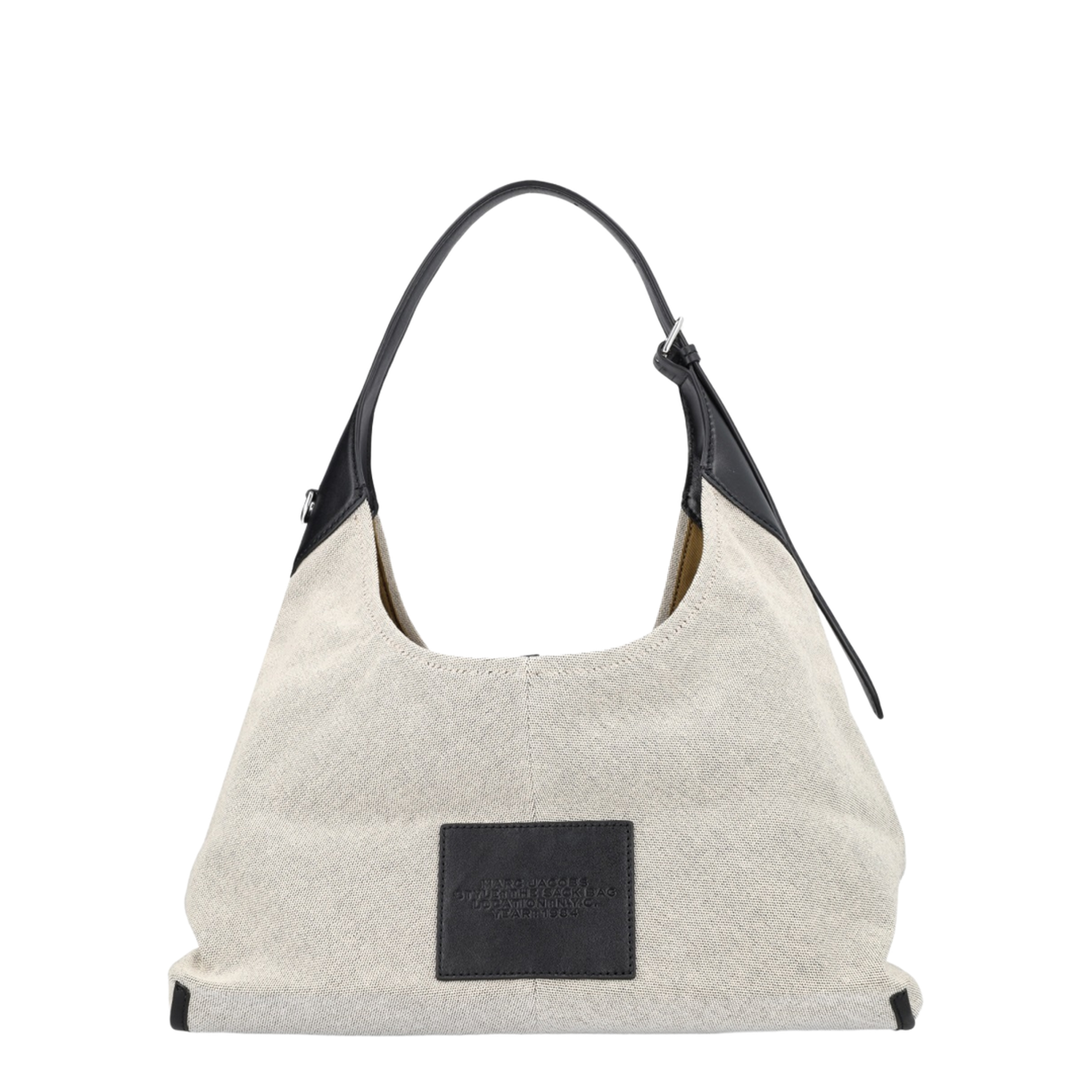 The Sack Bag Canvas Shoulder Bag - Ivory/Black - Image 2