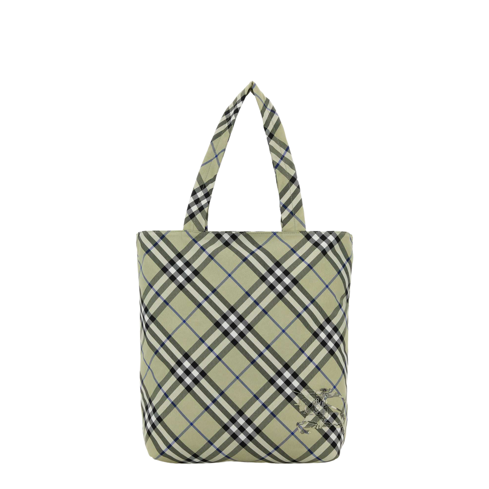 Embroidered Canvas Check Shopping Bag - Image 1