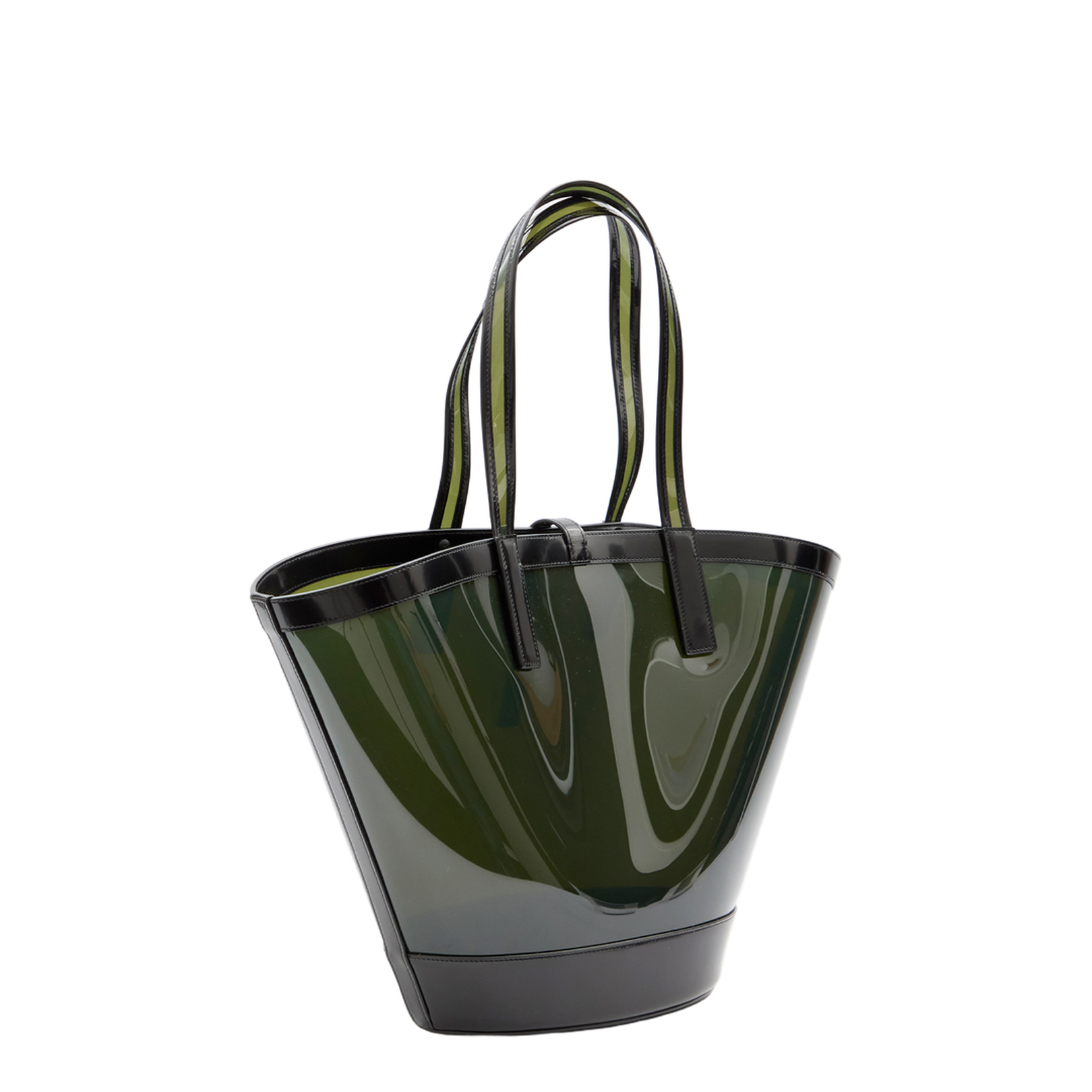 Panier Medium Vinyl and shiny leather Tote Bags - Green - Image 2