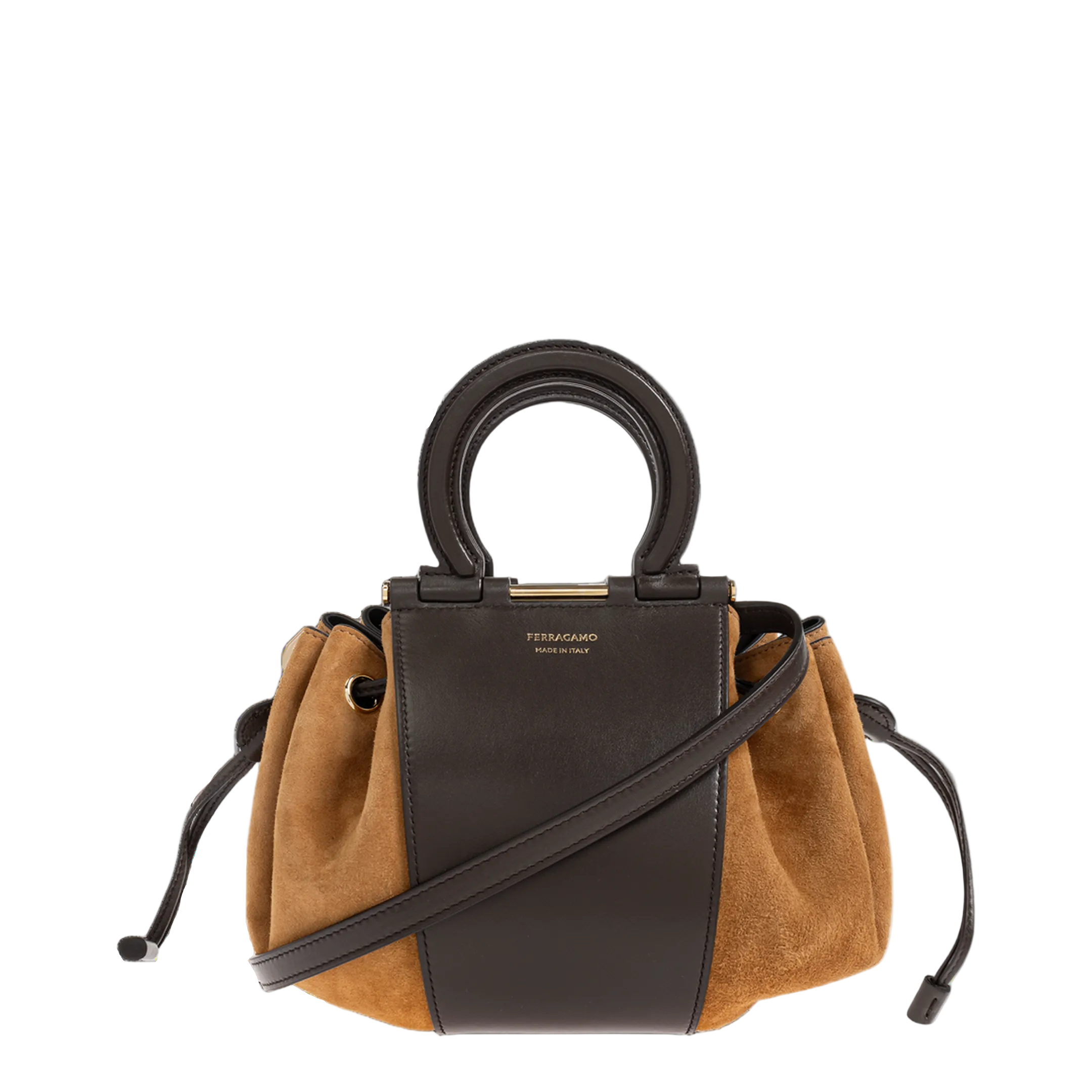 Gancini Full-Grain Leather Bucket Bags - Natural Brown - Image 1