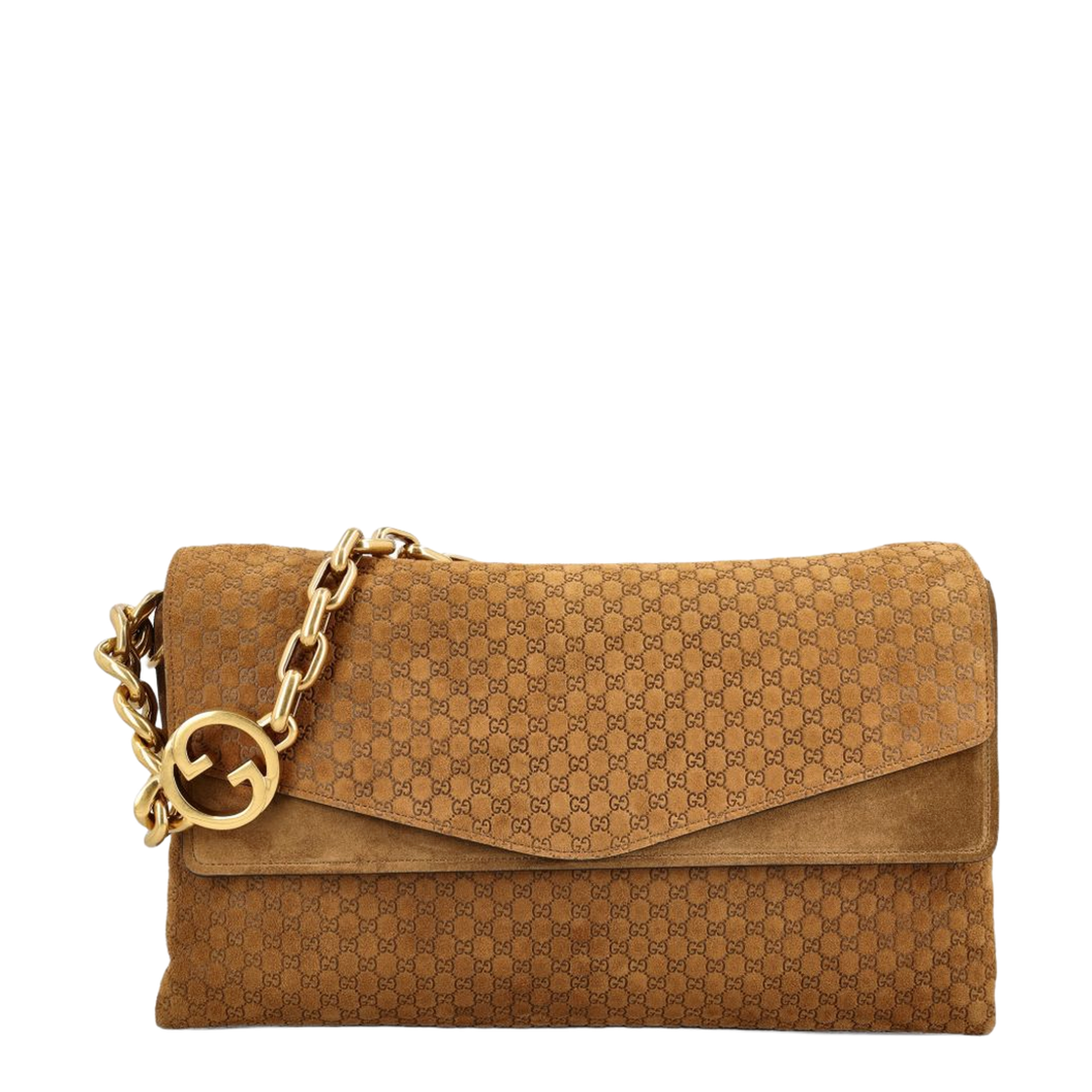 Large Shoulder Bag GG Suede Brown - Image 1