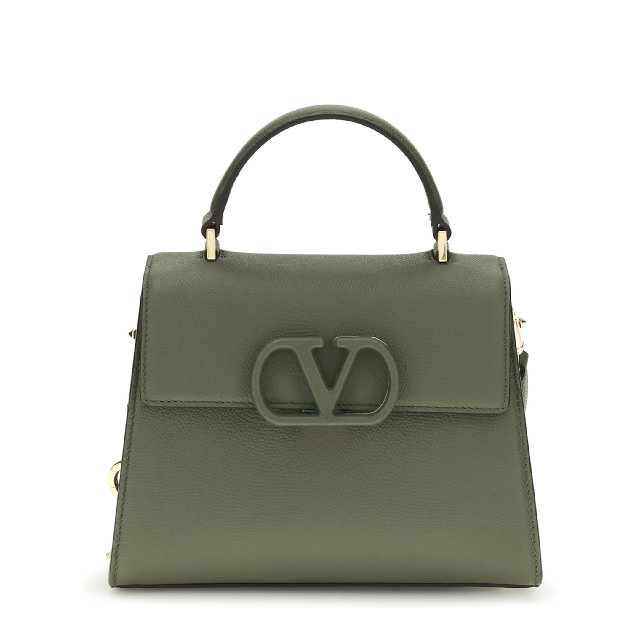 VLogo Signature Mini Pebble Leather Handbag - Olive Green - Image 1