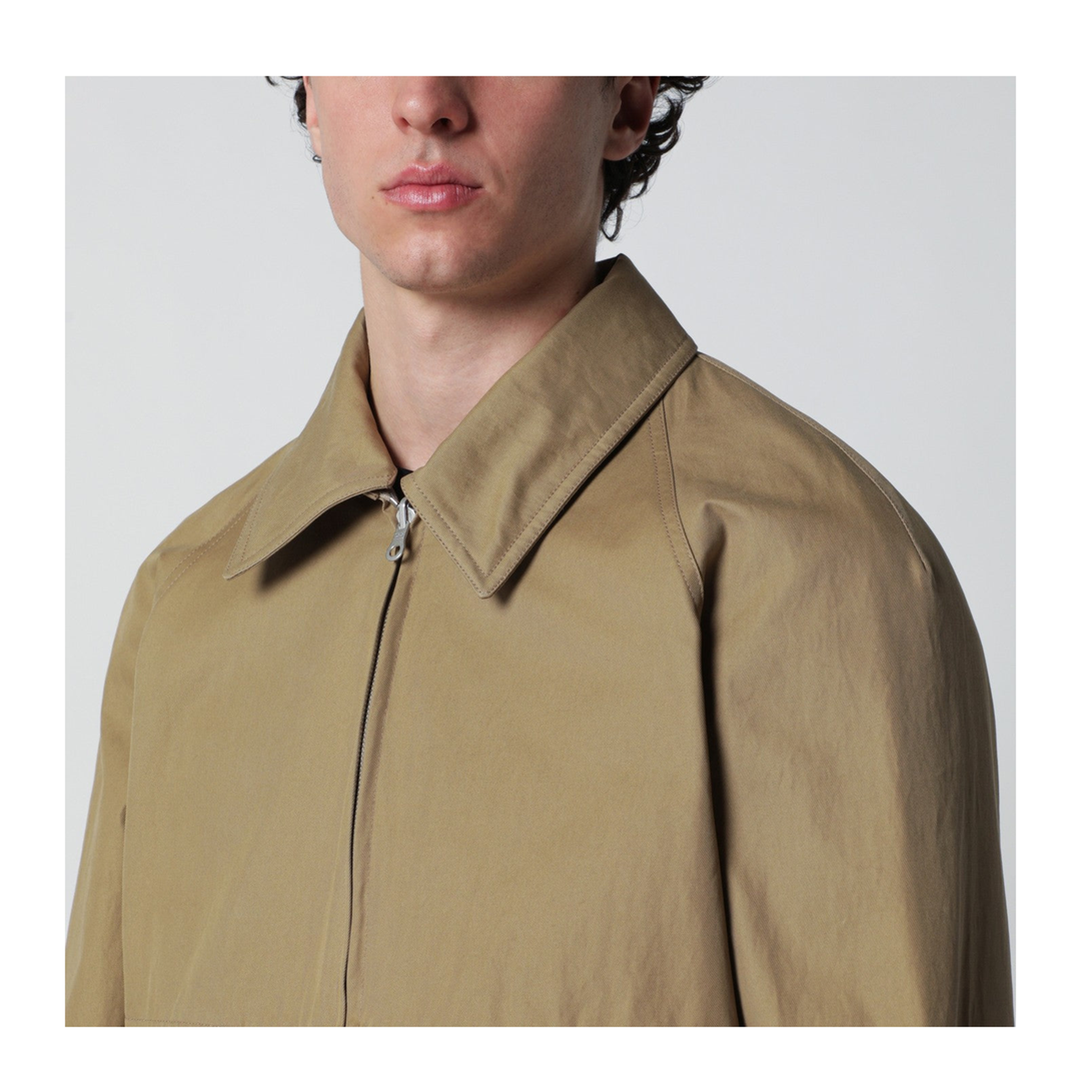 Beige Cotton-Blend Zip-Up Jacket - Image 2