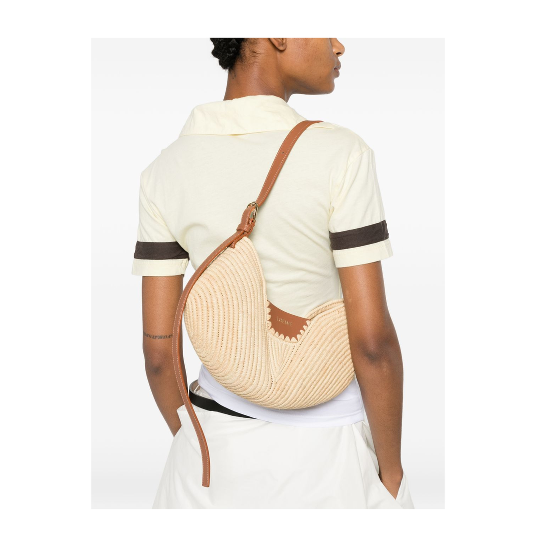 Swing Medium Raffia Calfskin Shoulder Bag - Natural/Tan - Image 2