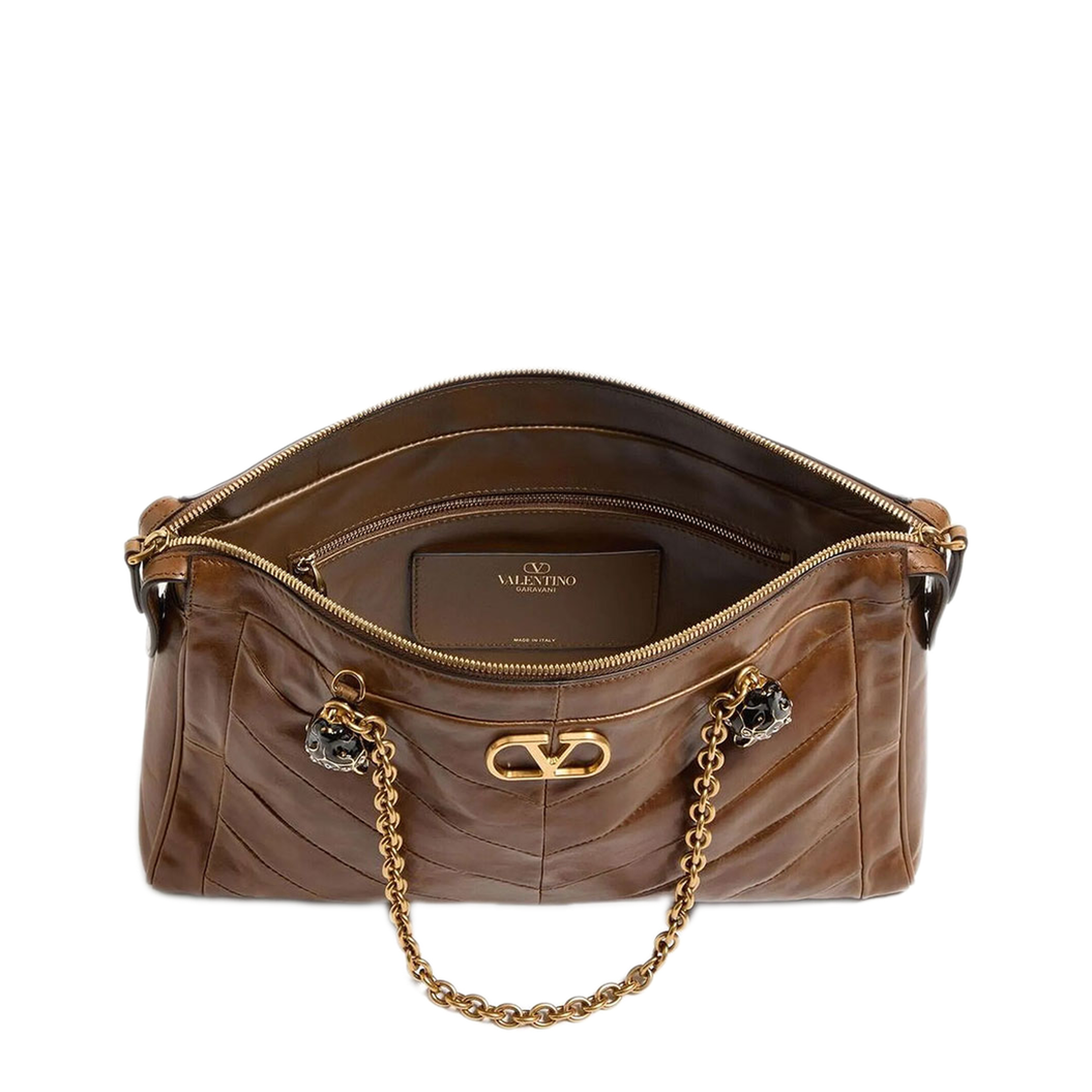 Panthea Shoulder Bag in Nappa Leather with Chevron Pattern - Image 4