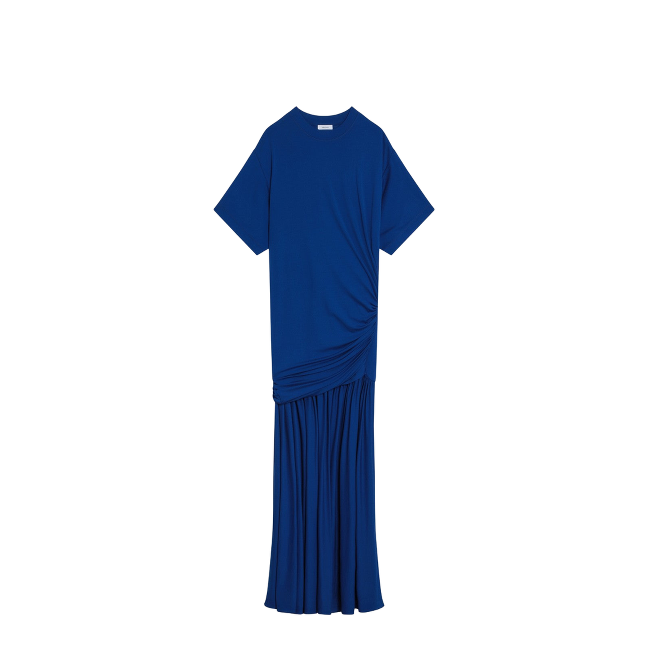 Long Blue Dress with Draping - Image 1