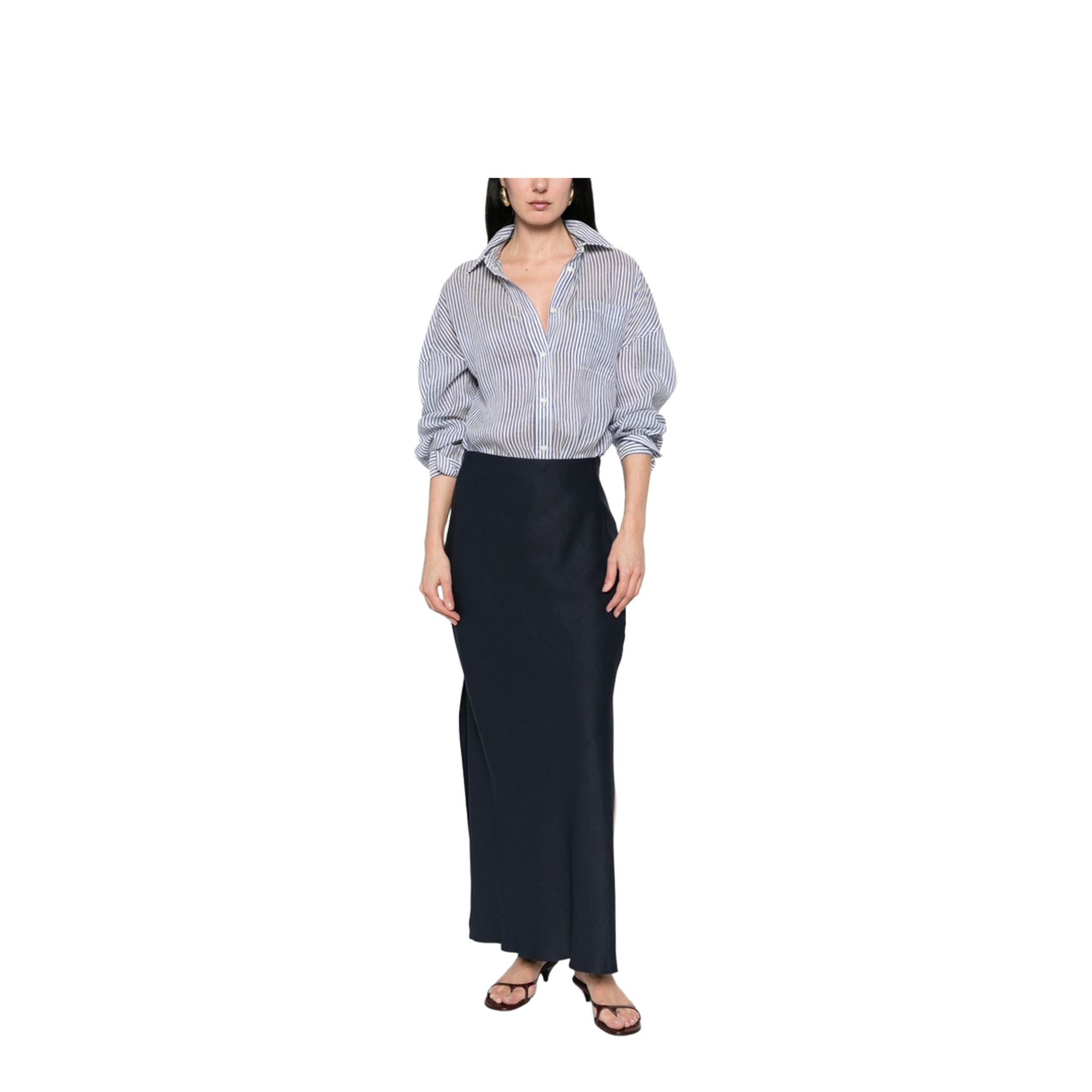 Line Blend Long Skirt Blue - Image 2