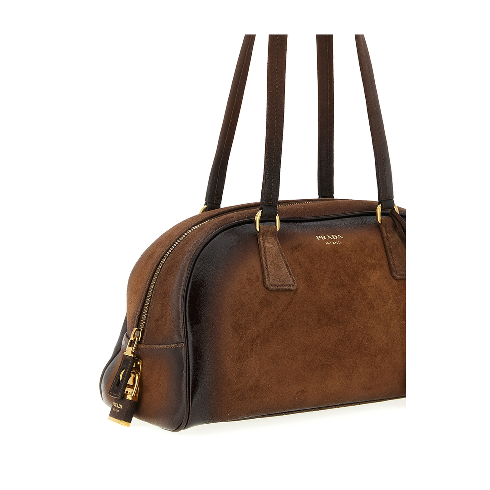 Bowling Medium Suede Bag Brown - Image 3
