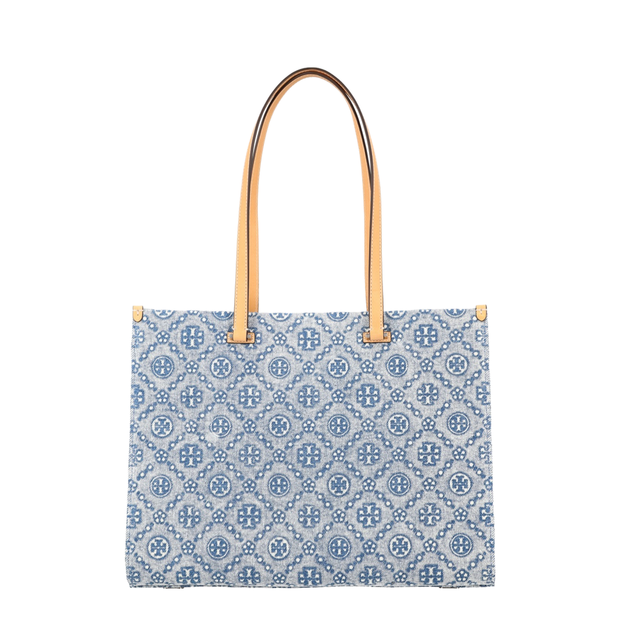 T Monogram Denim Tote Bag - Powder Blue - Image 1