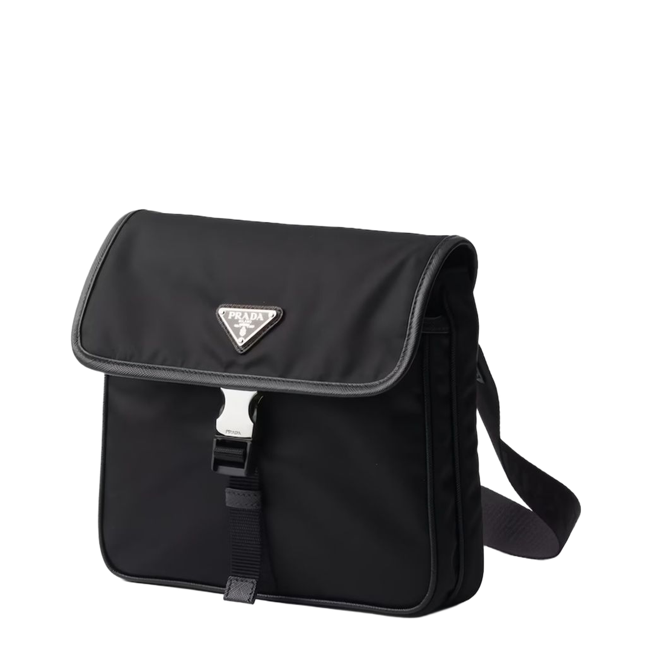 Re-Nylon and Saffiano Leather Shoulder Bag - Black - Image 5