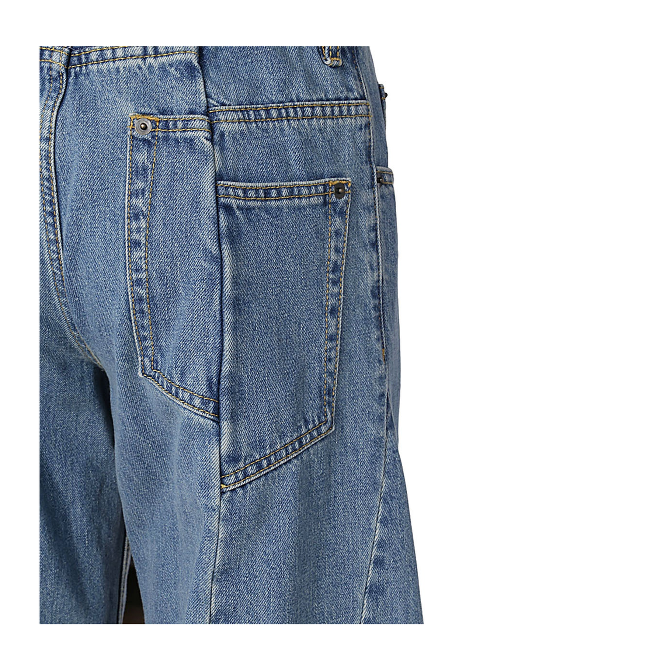 Blue Denim Regular-waisted Wide-leg Jeans - Image 3