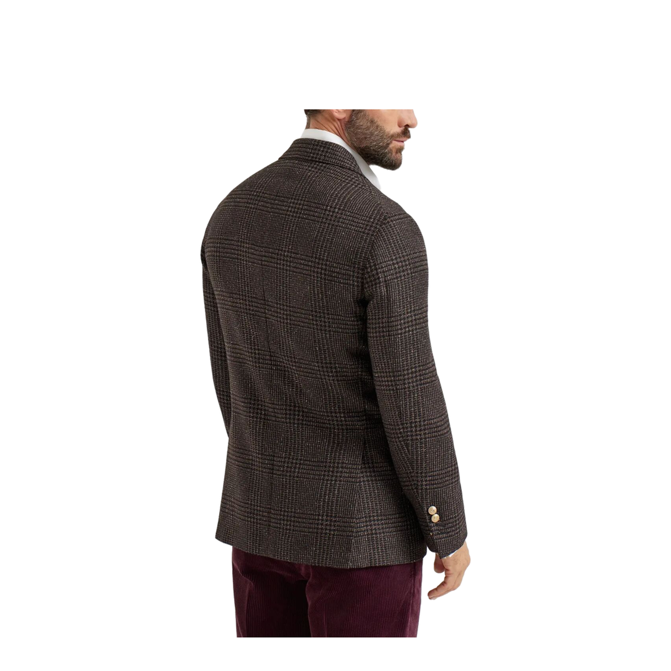 Prince of Wales One-and-a-Half Breasted Blazer with Metal Buttons - Image 3