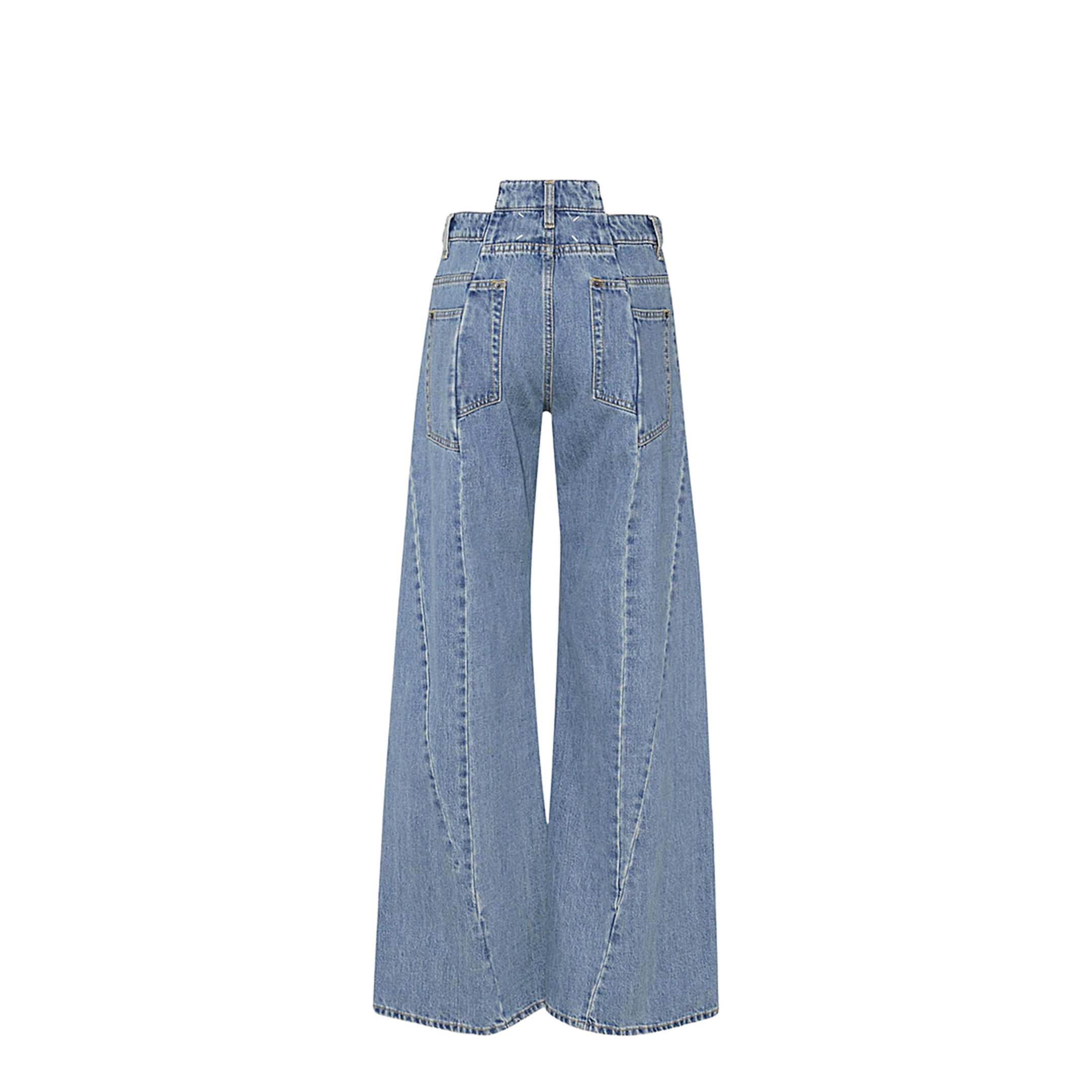 Blue Denim Regular-waisted Wide-leg Jeans - Image 6