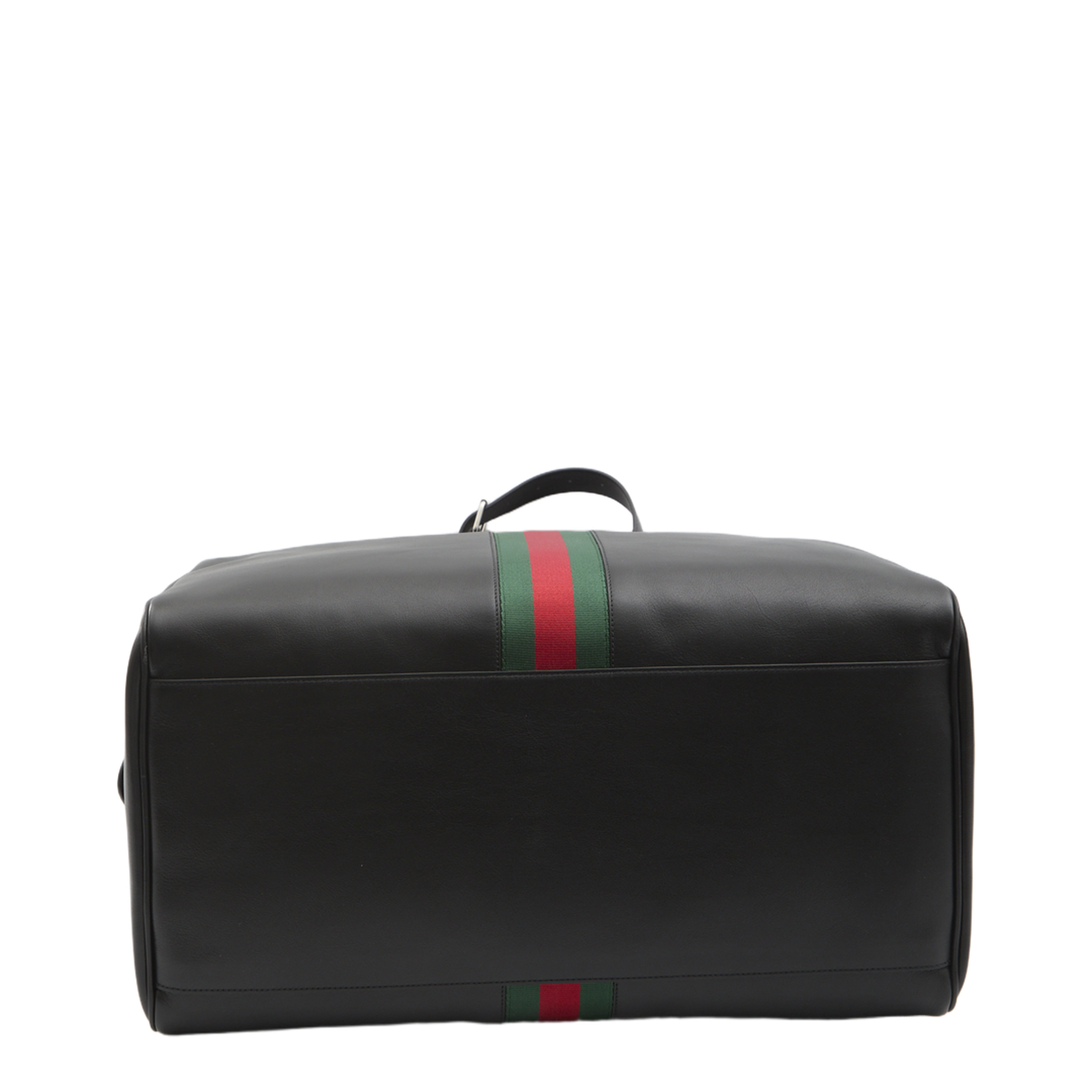 Web Trademark Medium Black Soft Leather Duffle Bag - Black - Image 3