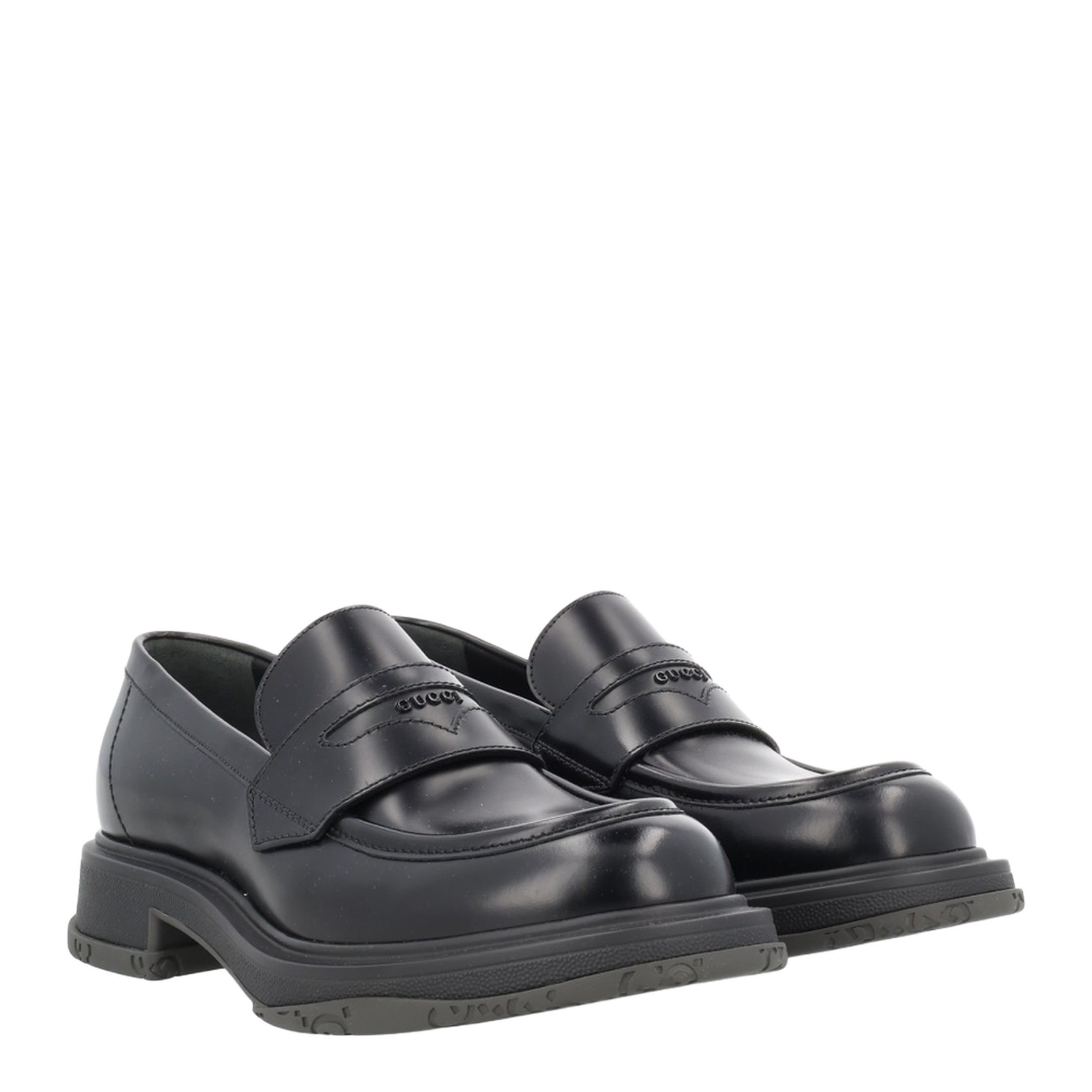Black Leather Loafer with Logo - Image 2