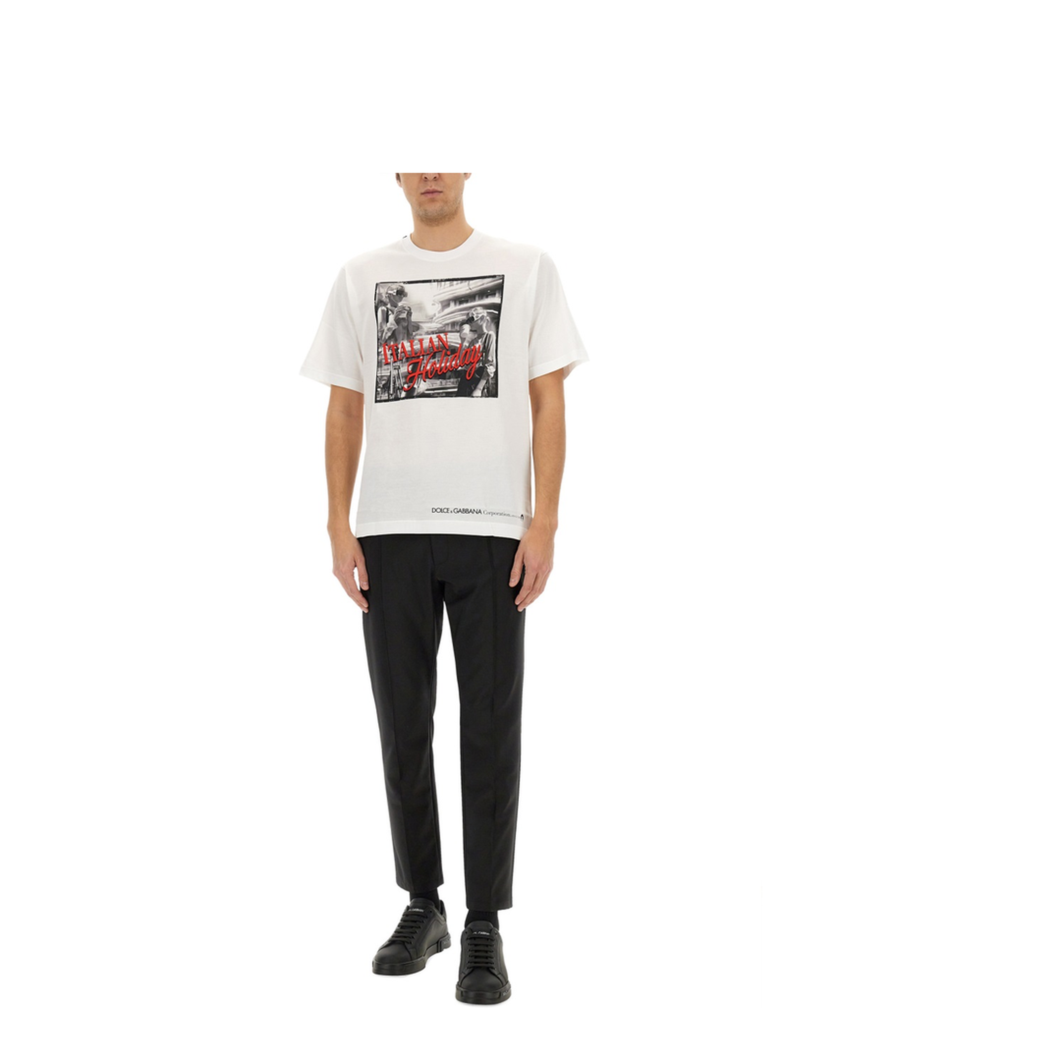 Cotton T-Shirt with "Italian Holiday" Print - Image 2