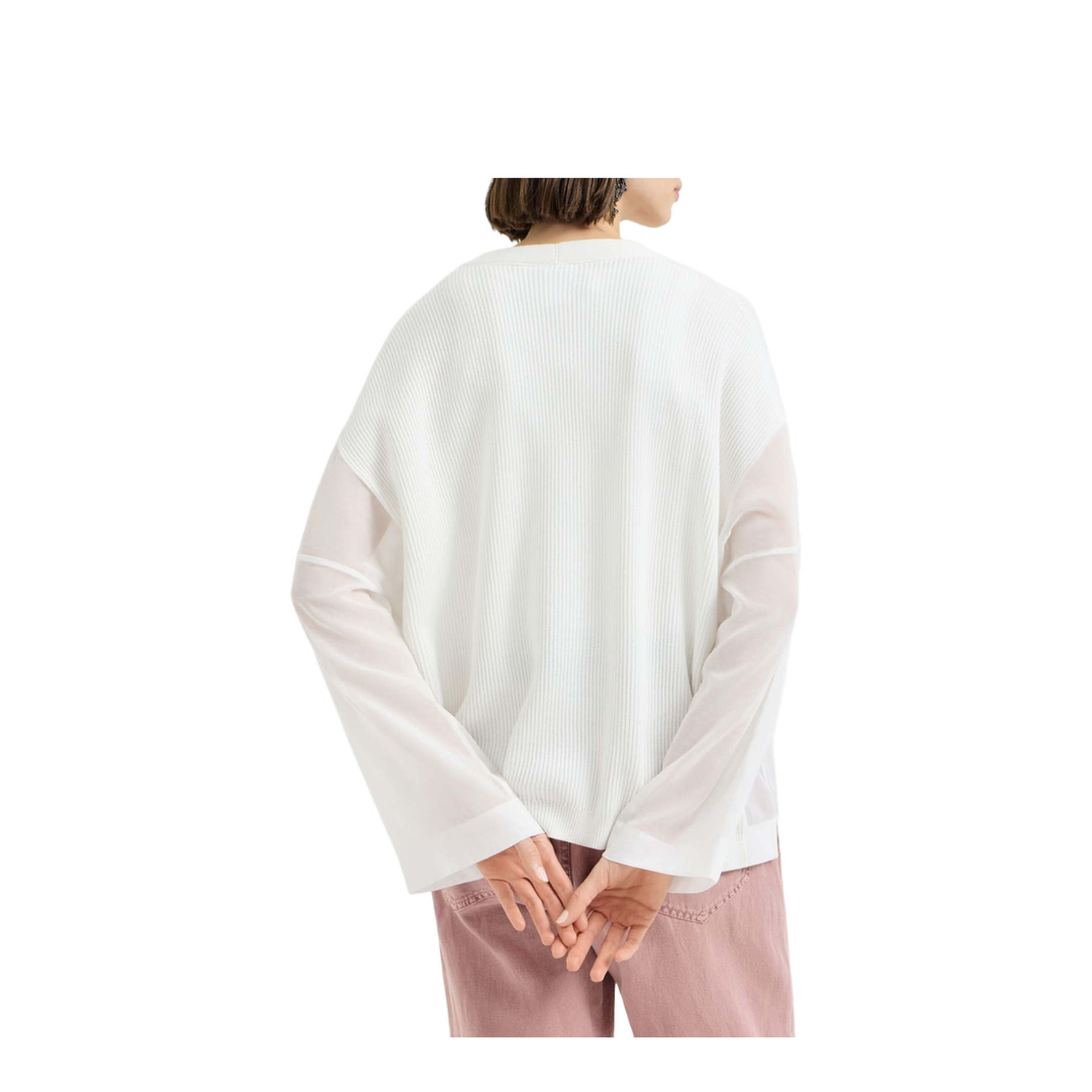 Ribbed Knit Cardigan White - Image 2
