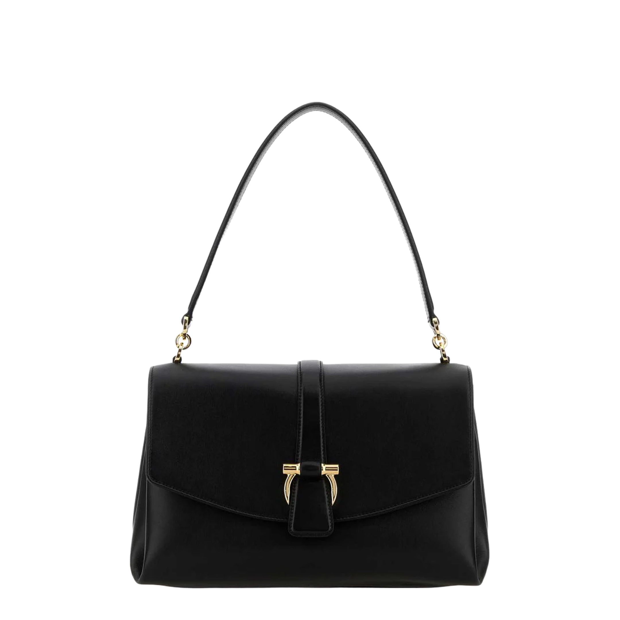 Front Flap Shoulder Bag - Black - Image 1