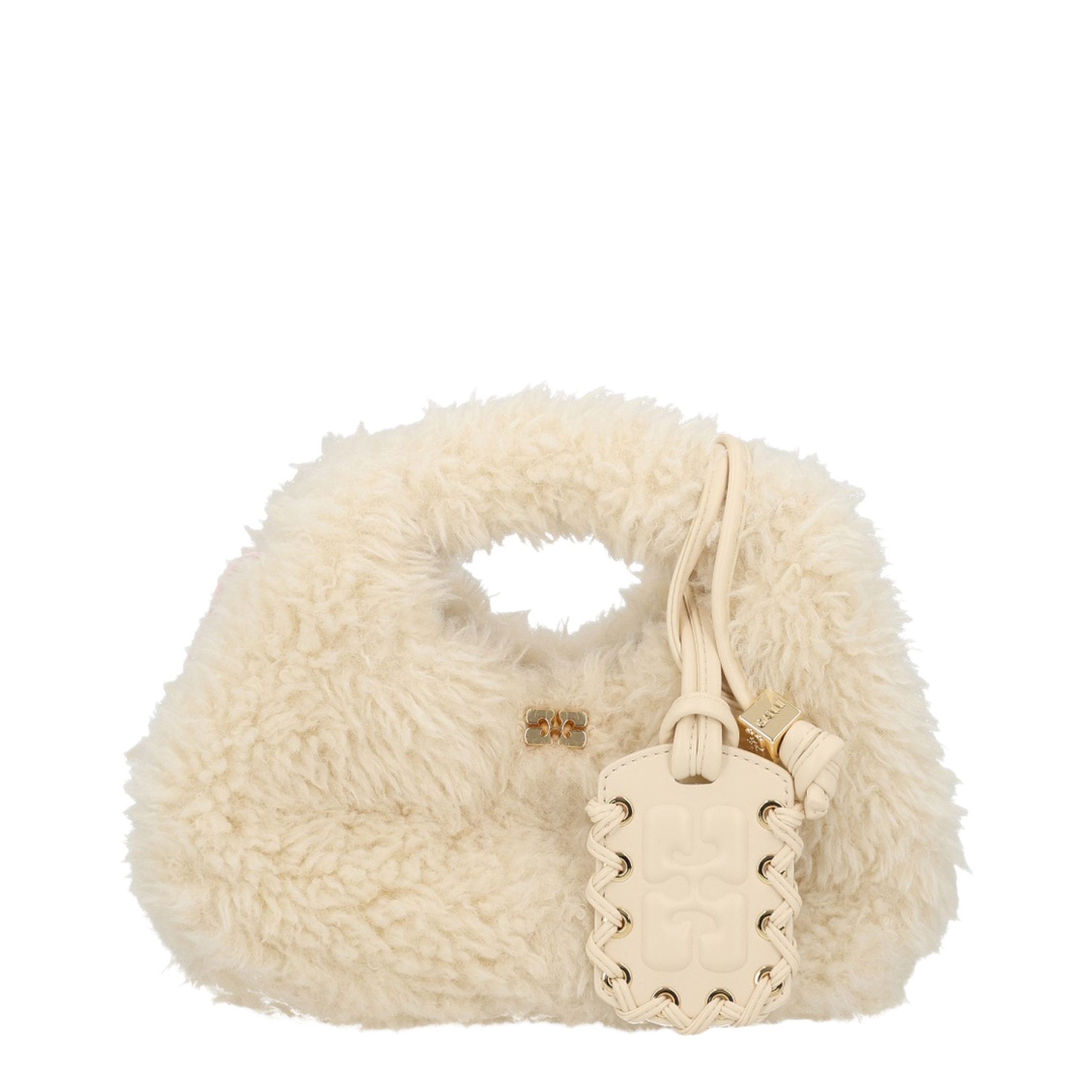 Alternative Fur Mini Hobo Bag - Egret - Image 1