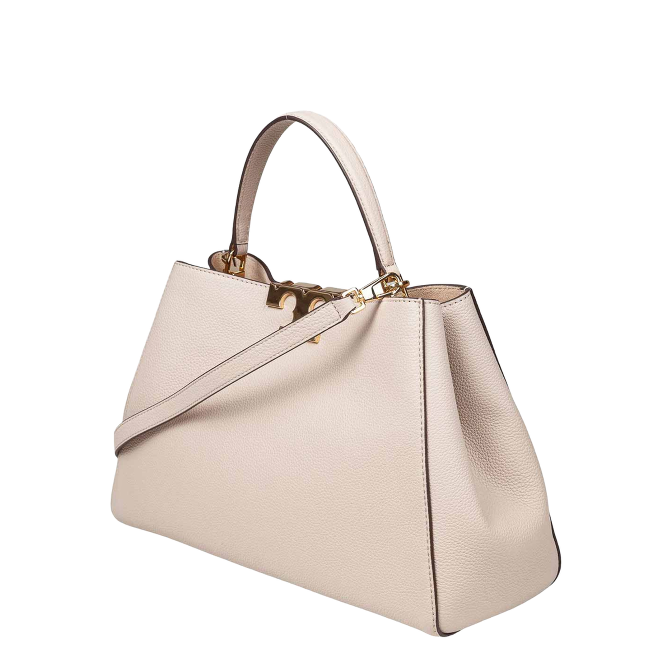 Eleanor Pebbled Leather Satchel - Light Stone - Image 4