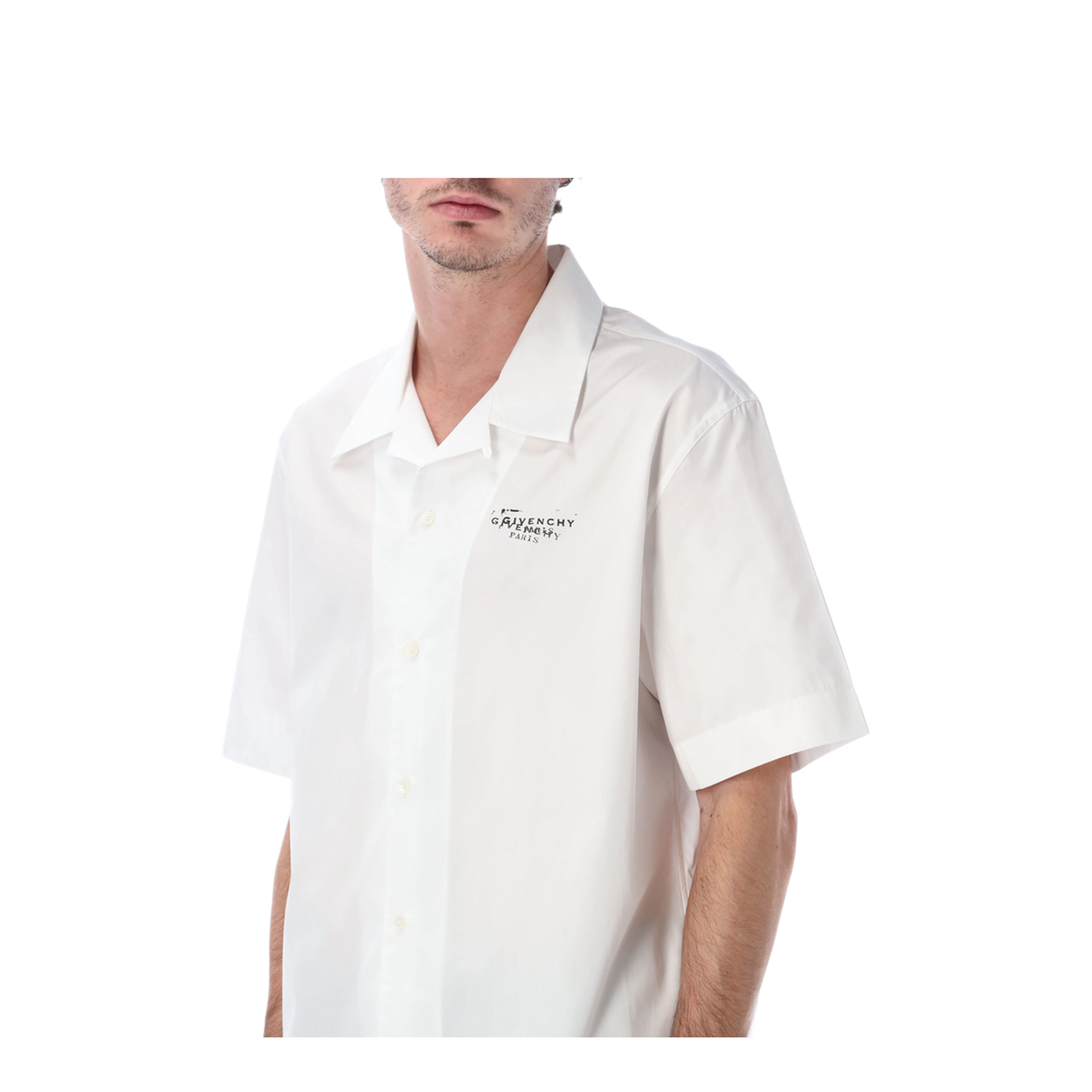 White Poplin Shirt with Logo Print - Image 3