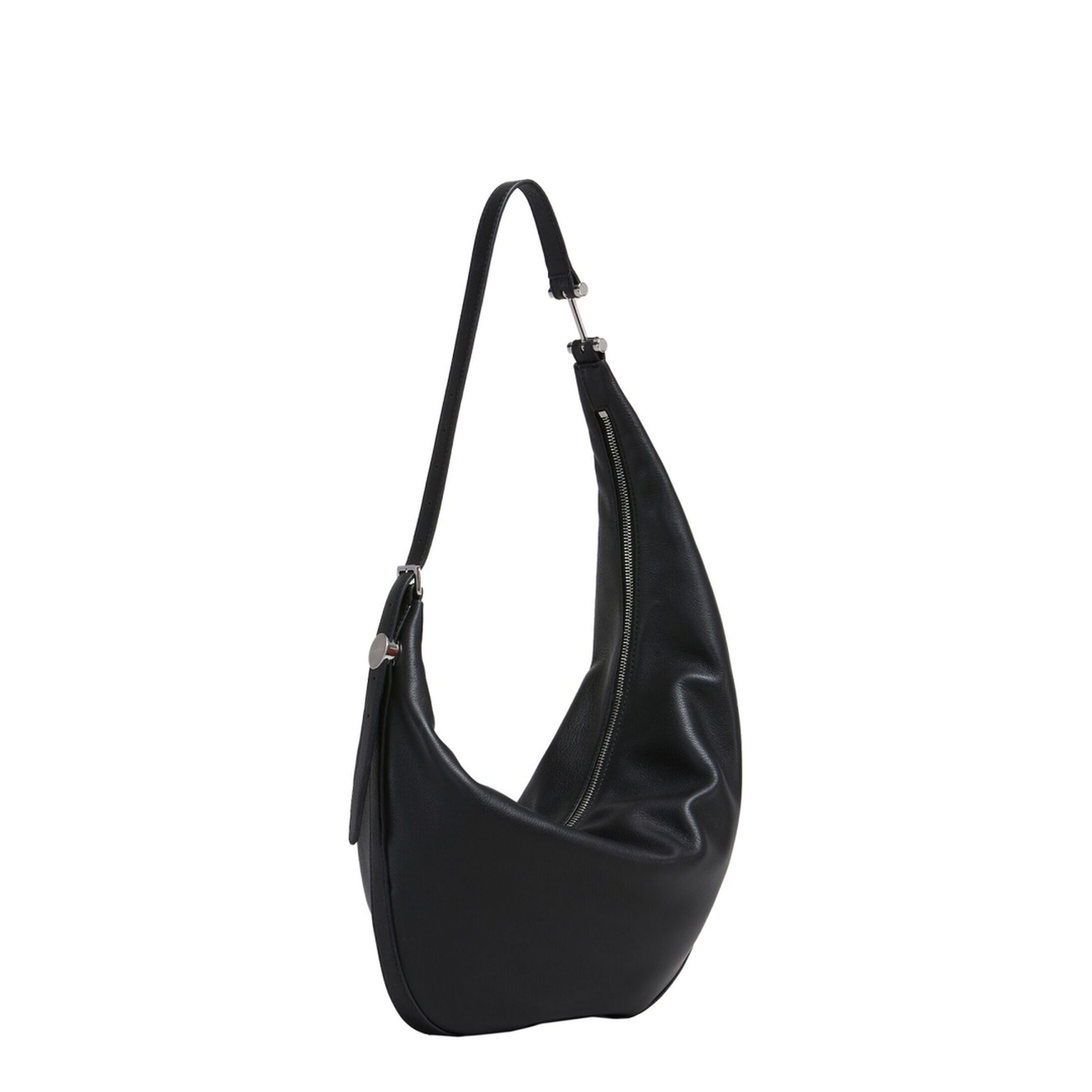 Dot Small Calf Leather Hobo Bag - Black - Image 2