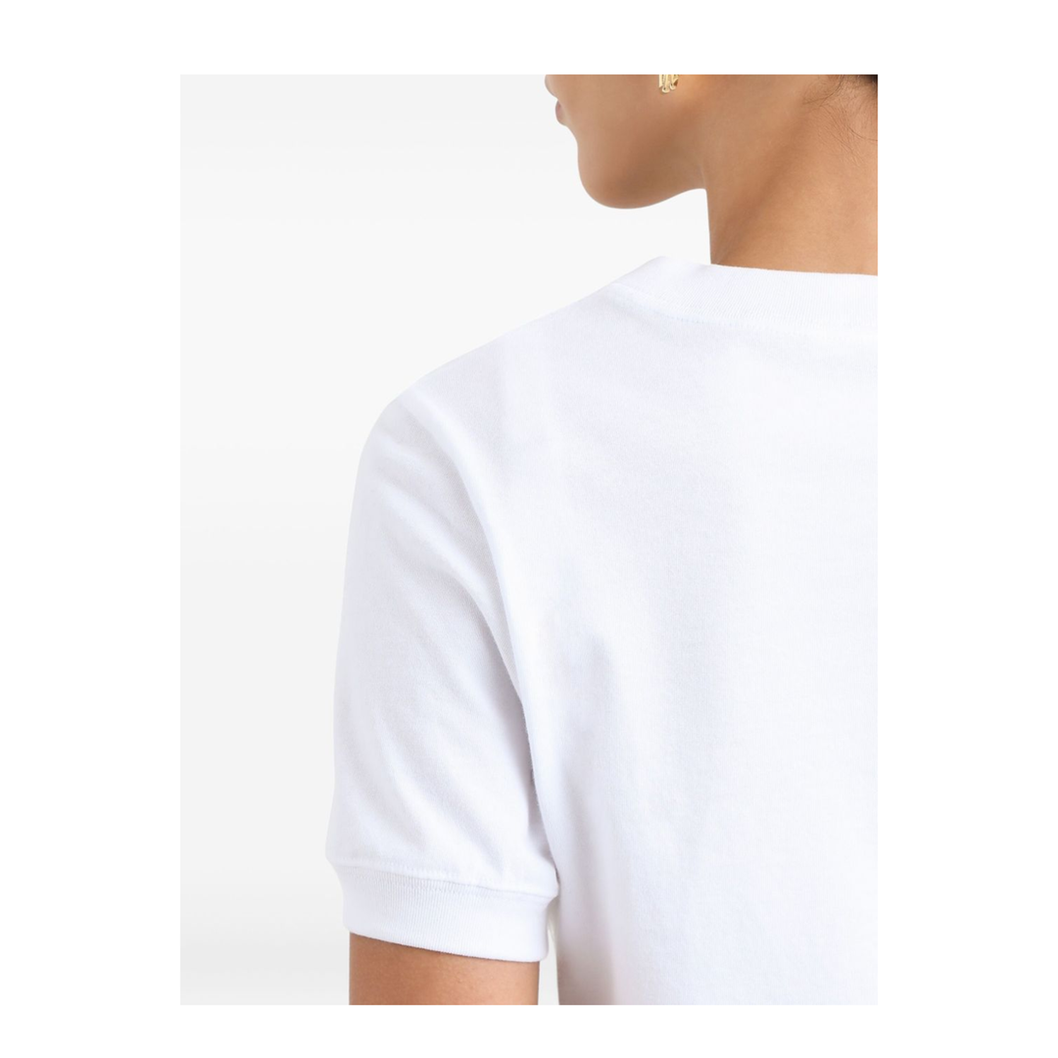 Short-sleeved Cotton T-Shirt in White - Image 5