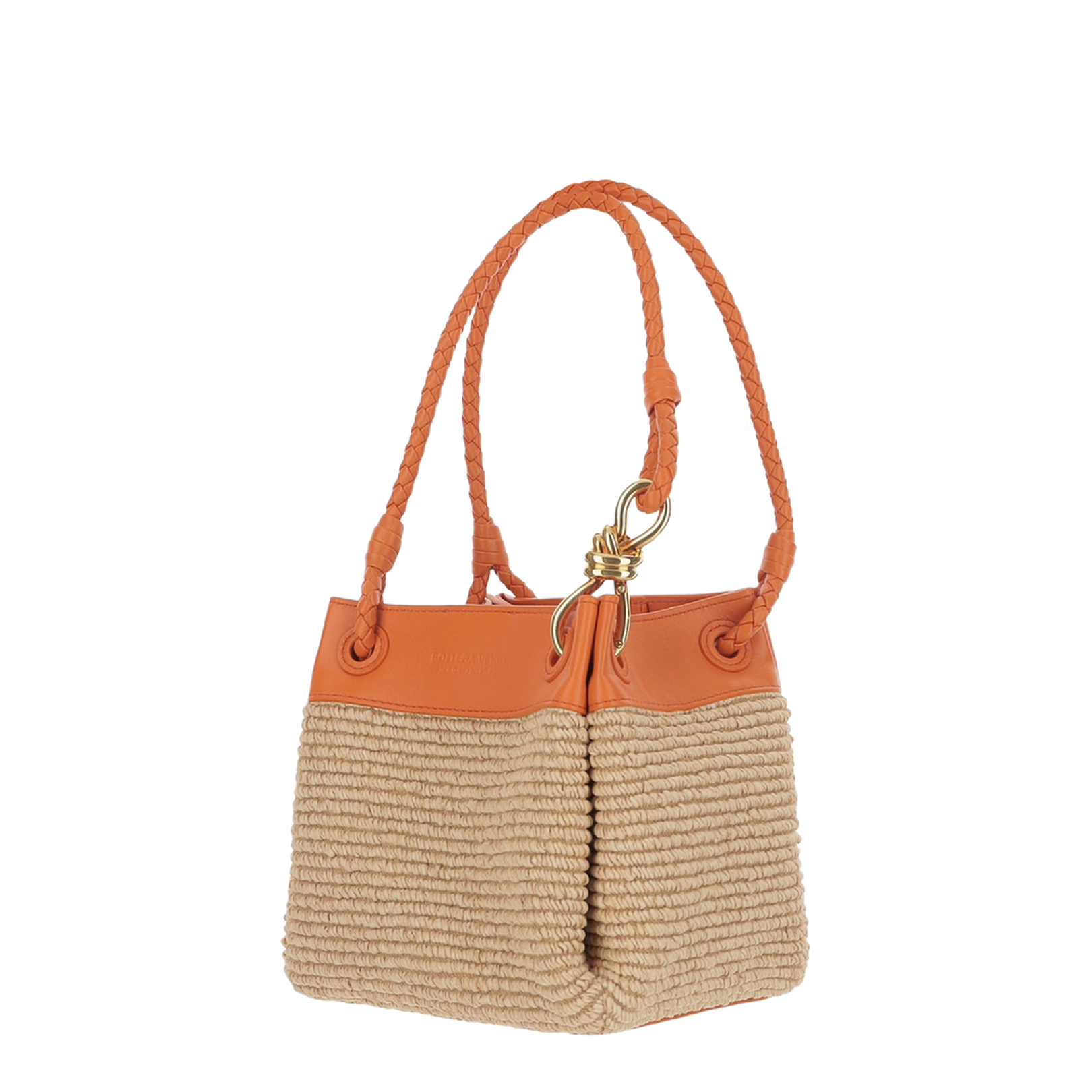 Parachute Small Raffia Shoulder Bag - Natural/Burned Orange - Image 2