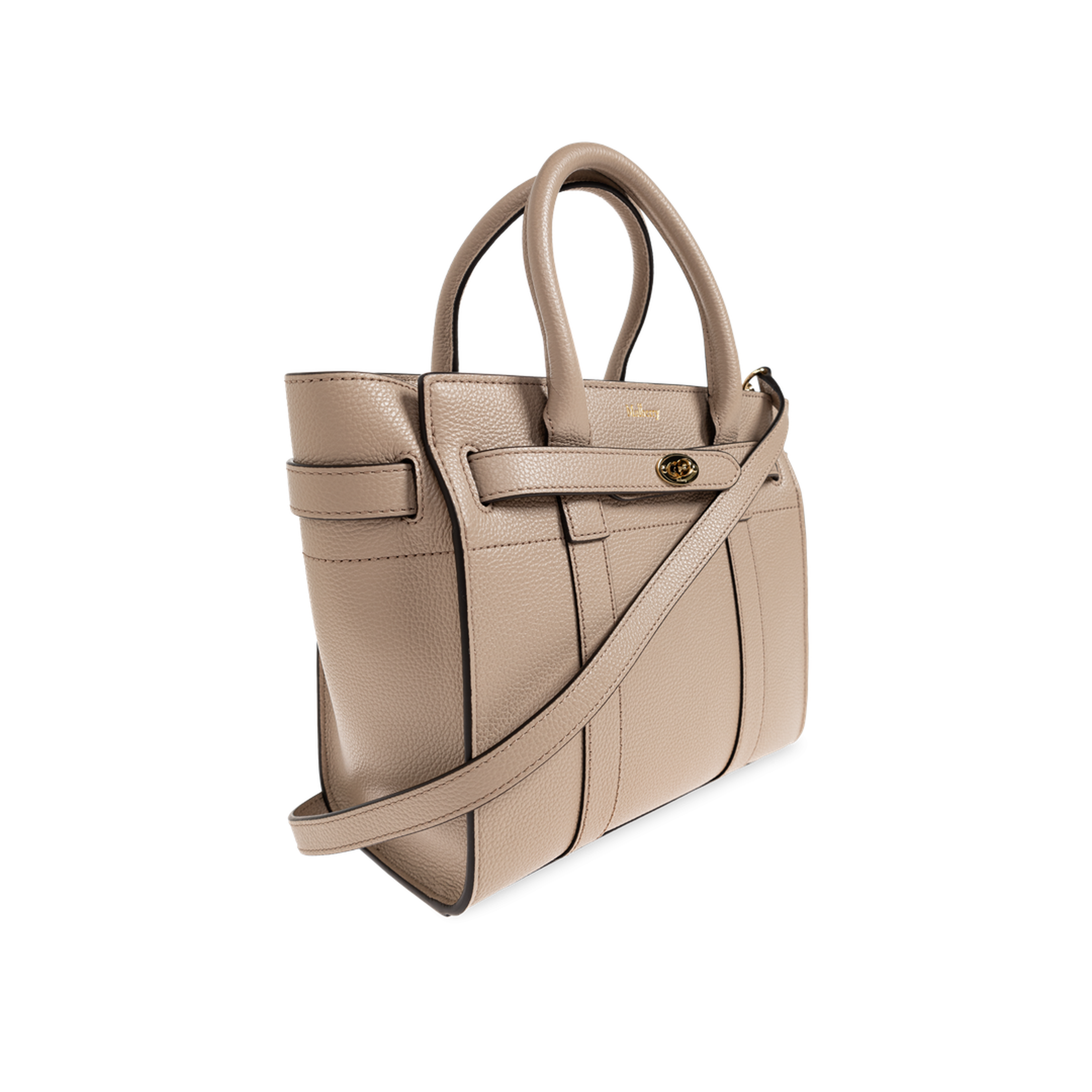 Mini Zipped Bayswater Small Calfskin Top-Handle Bag - Cashmere Taupe - Image 4