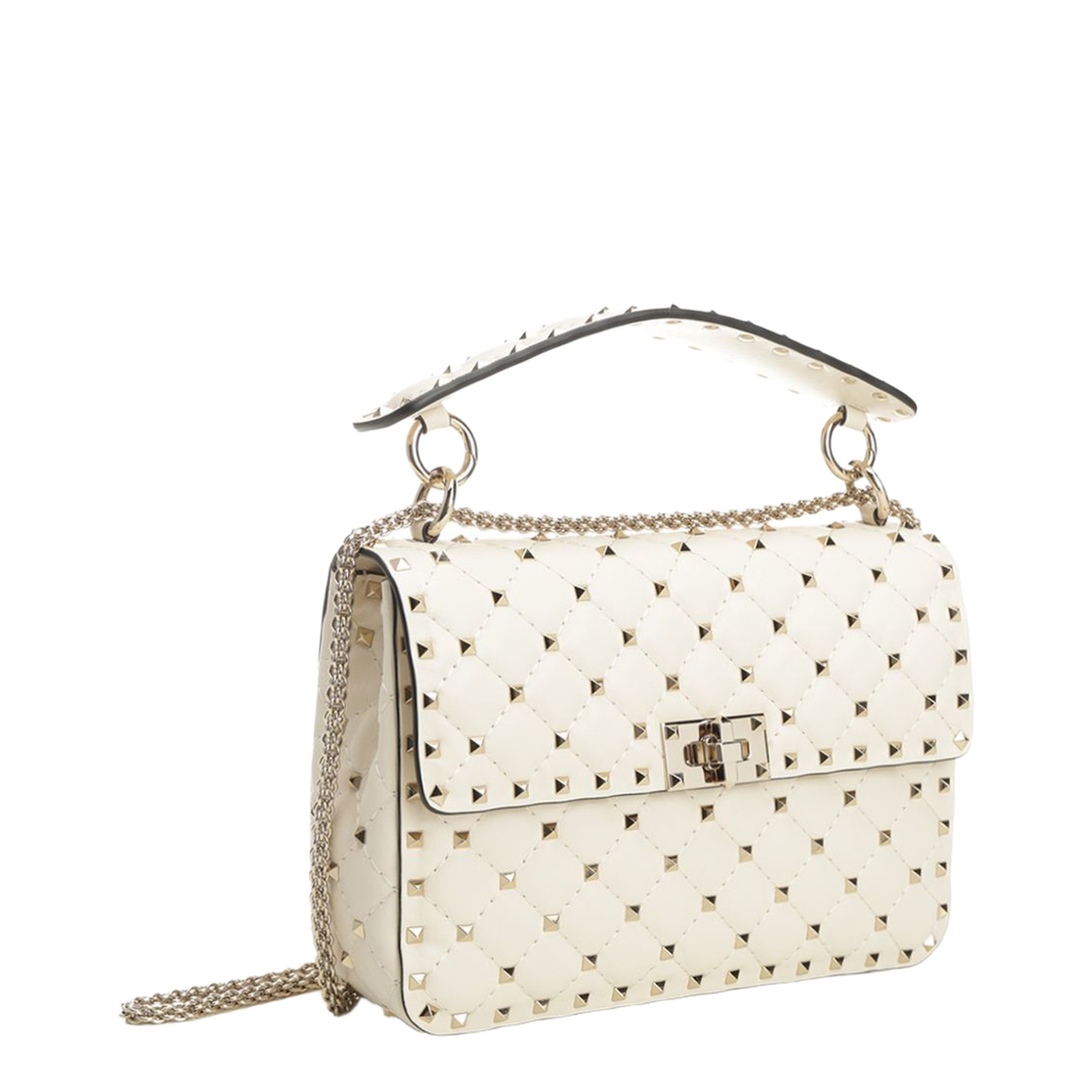 Ivory Nappa Leather Medium Rockstud Spike Handbag - Image 5