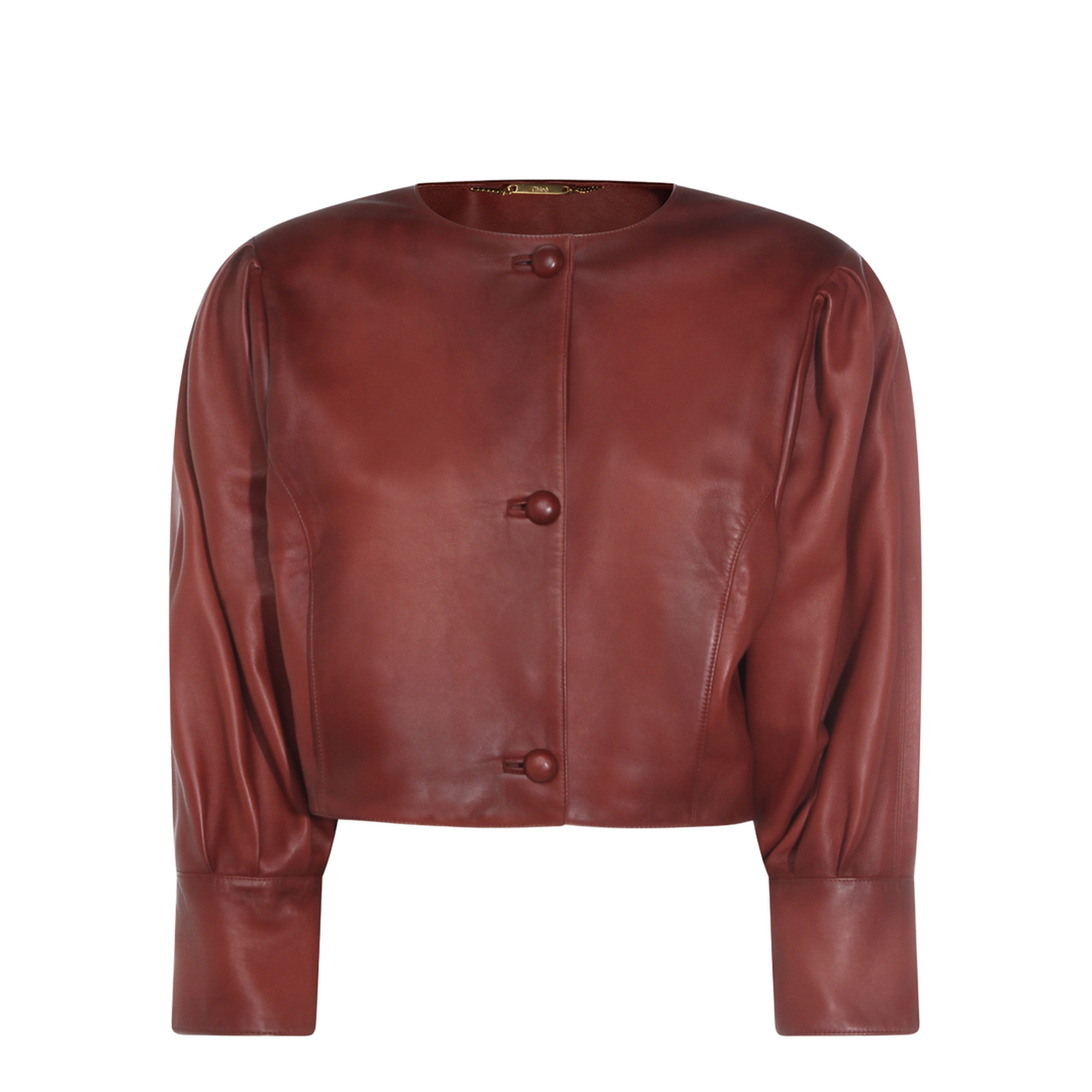 Short Burgundy Jacket in Plongé Nappa Leather - Image 2