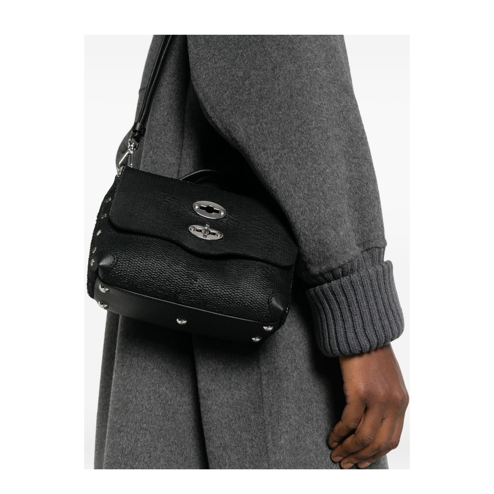 Postina CBI Baby Studded Leather Top-Handle Bag - Black - Image 2
