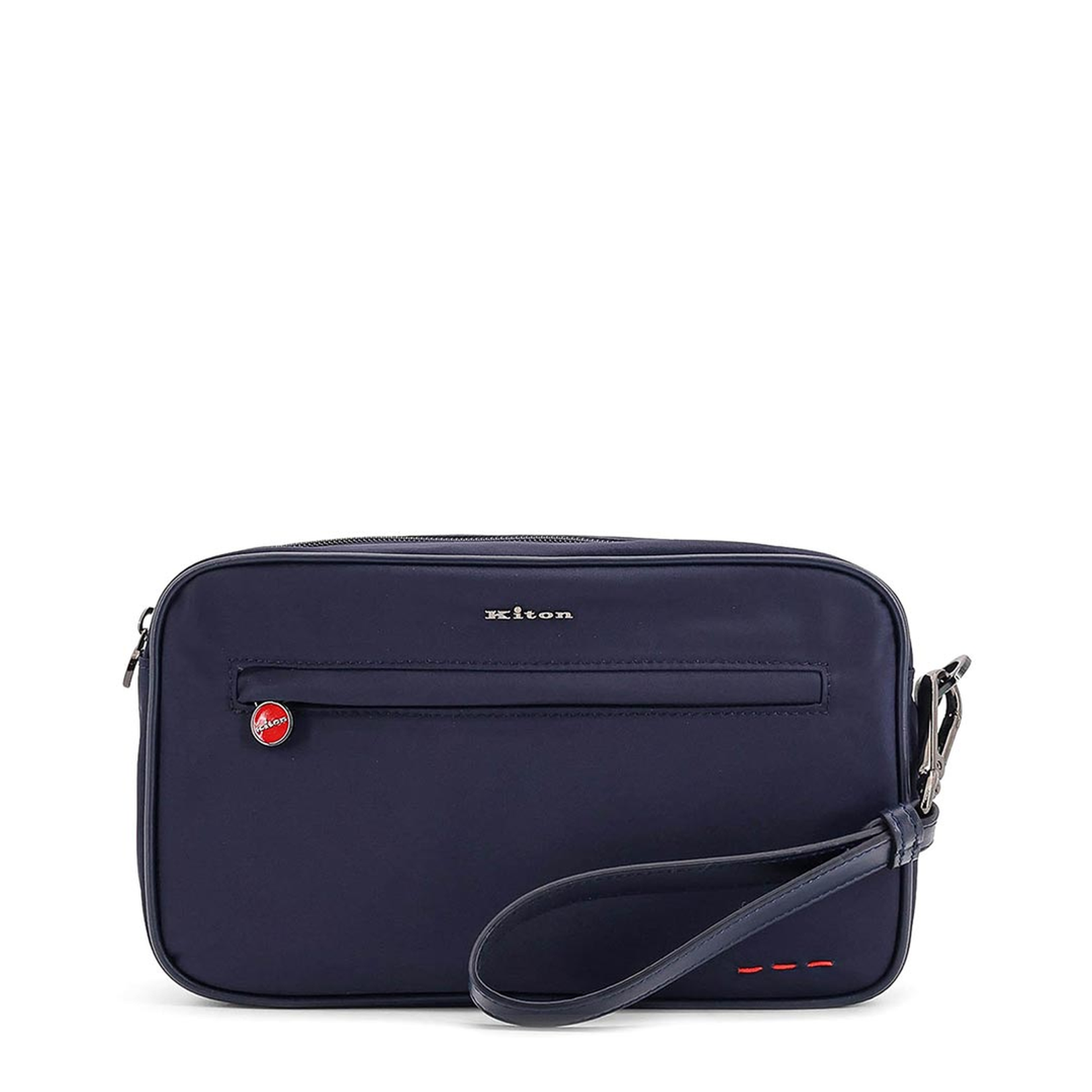 Blue Nylon Clutch Bag With Iconic Logo Embroidery - Image 1