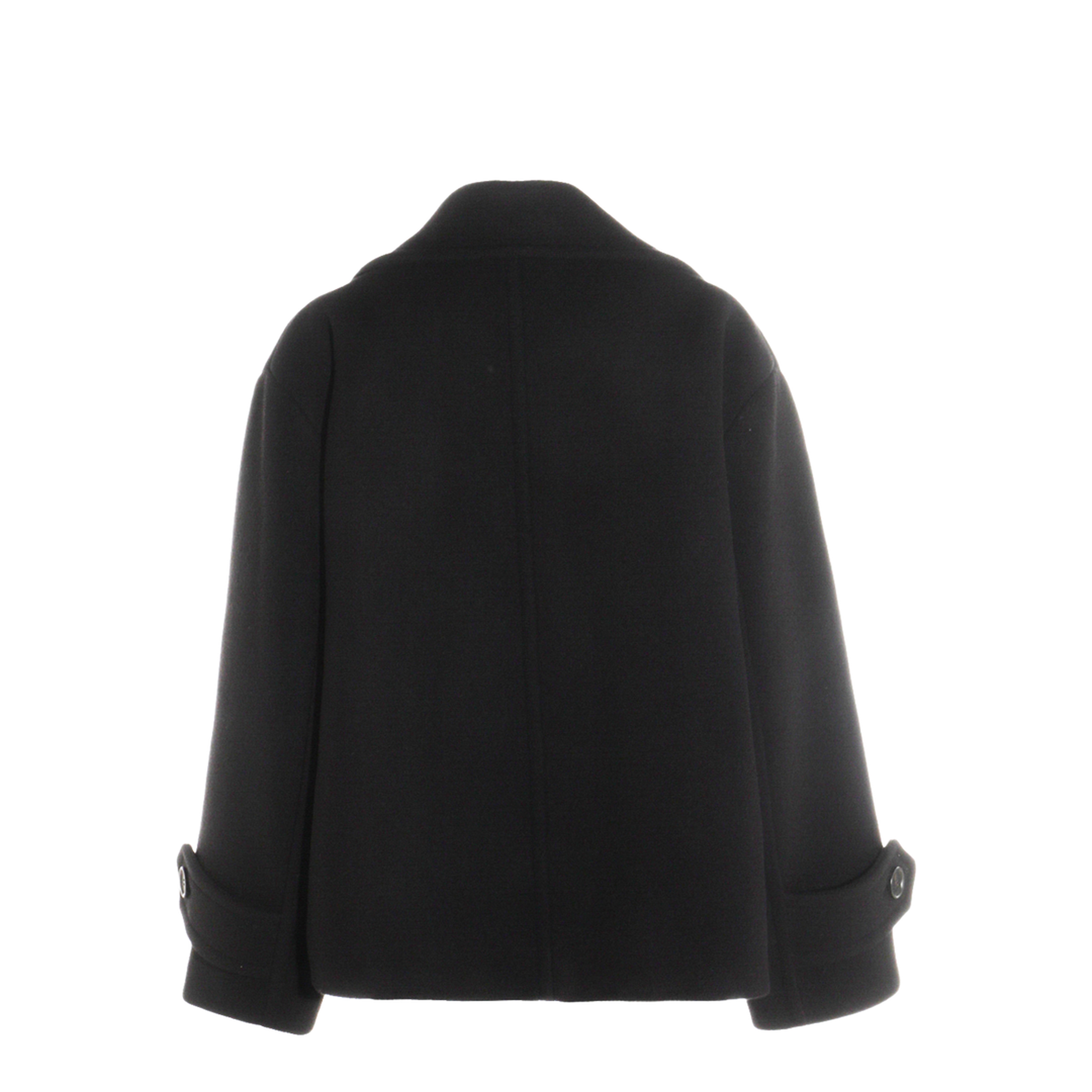 Oversized Wool Short Coat - Black - Image 3