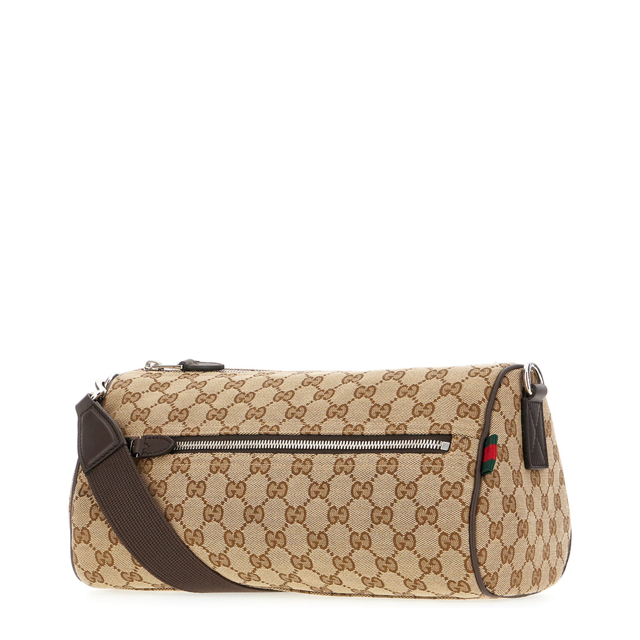GG Canvas Small Canvas Cylinder Bag - Beige and Brown - Image 5