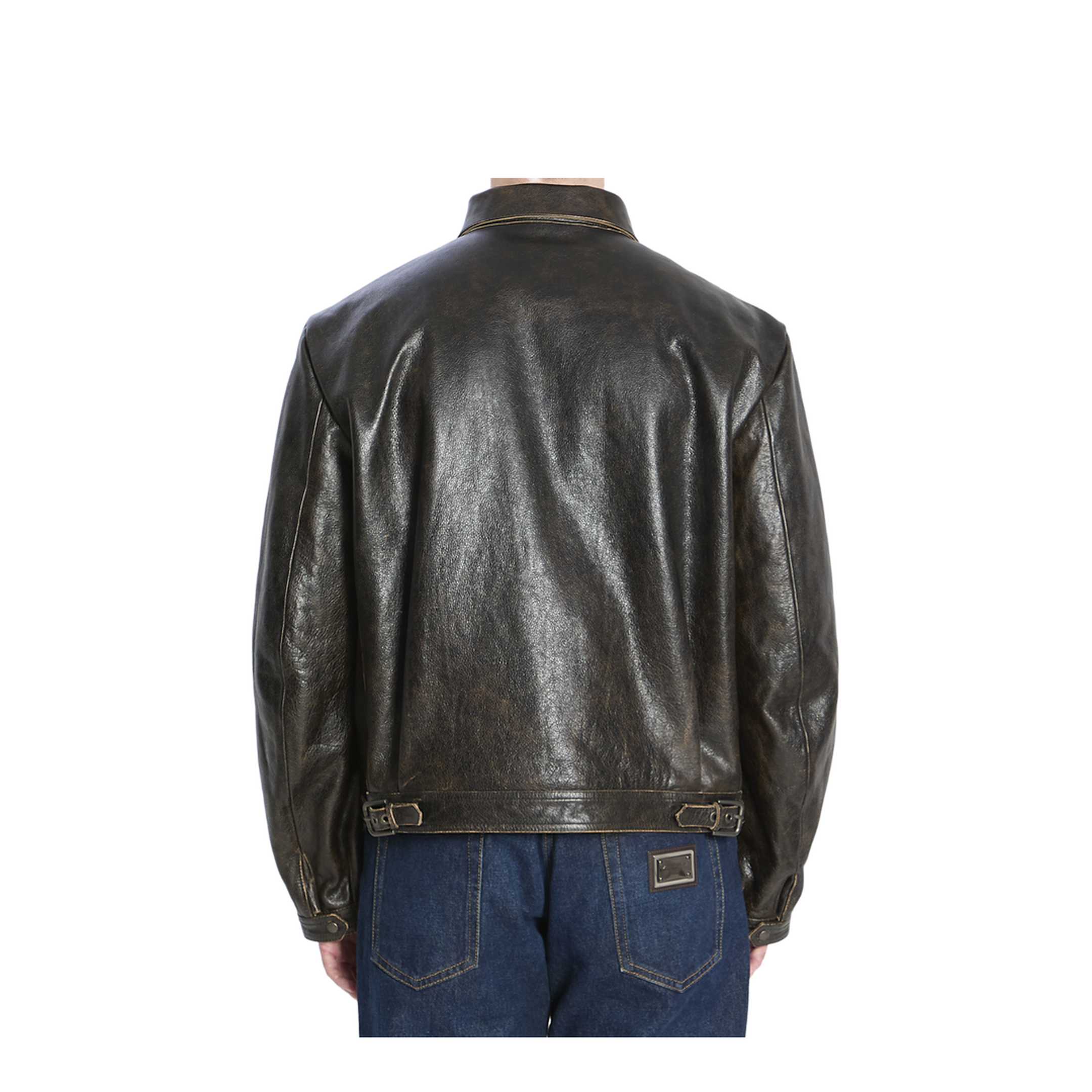 Aged-effect leather jacket - Image 4