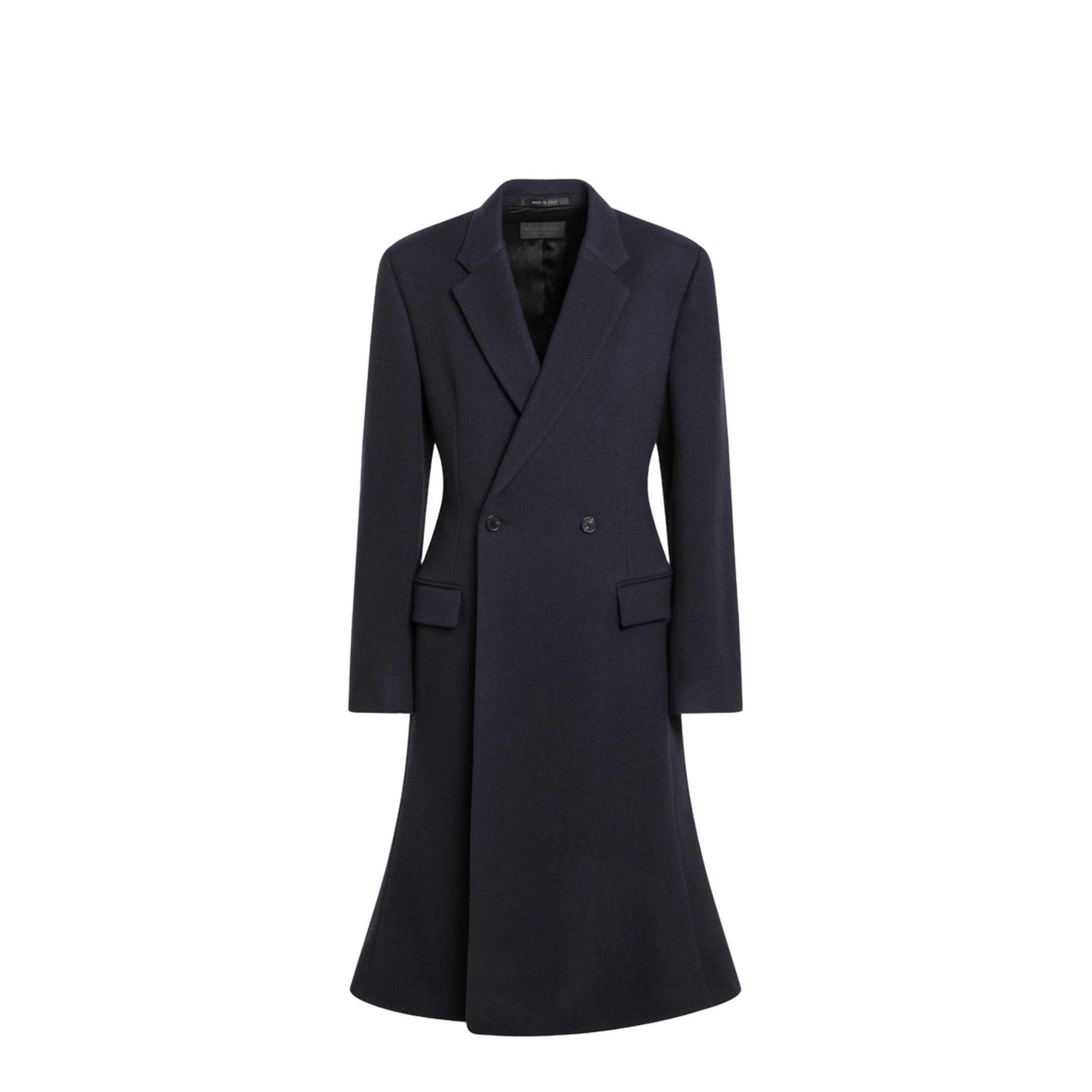 Double-breasted Godet Midi Wool Coat - Image 1