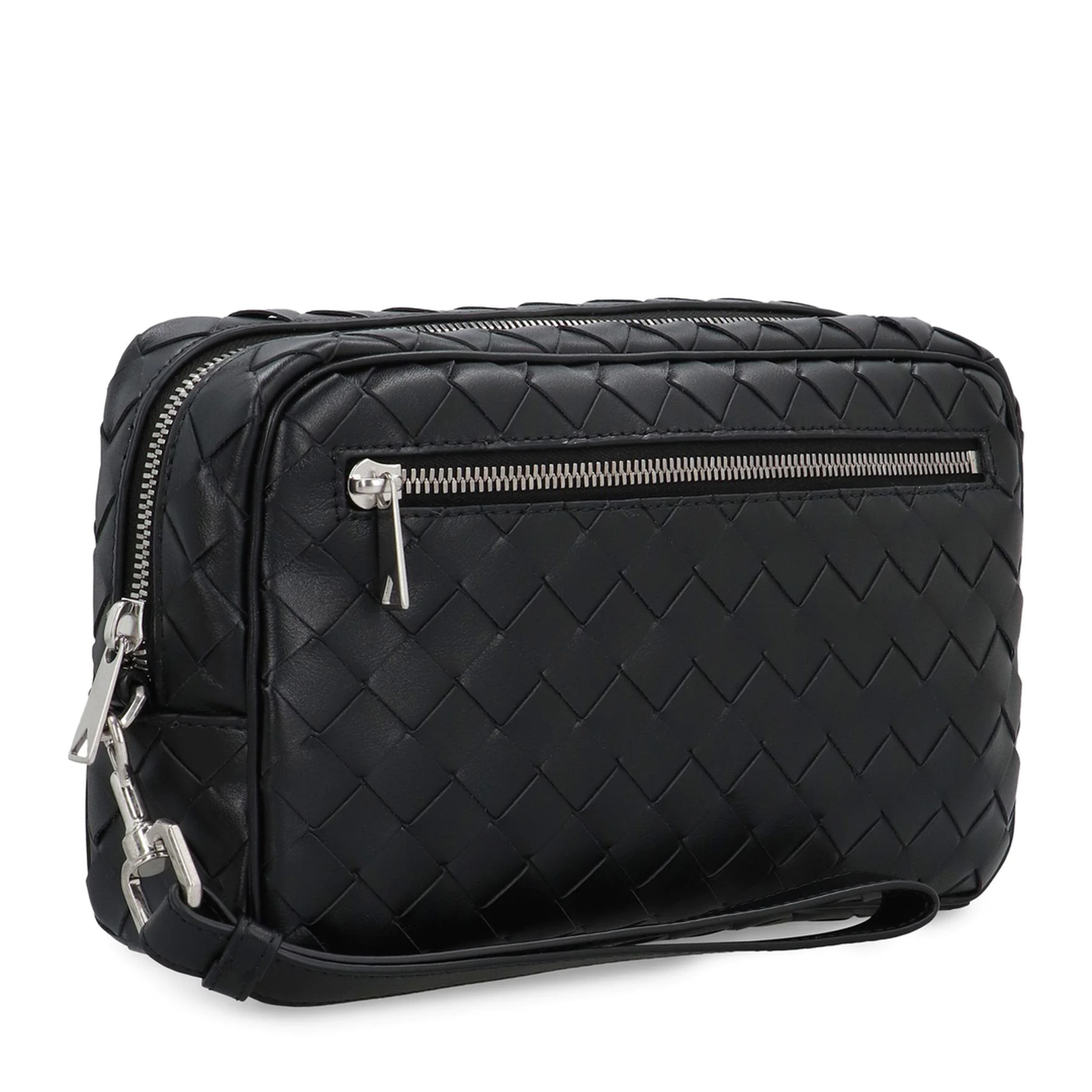 Intrecciato Leather Pouch - Black - Image 3