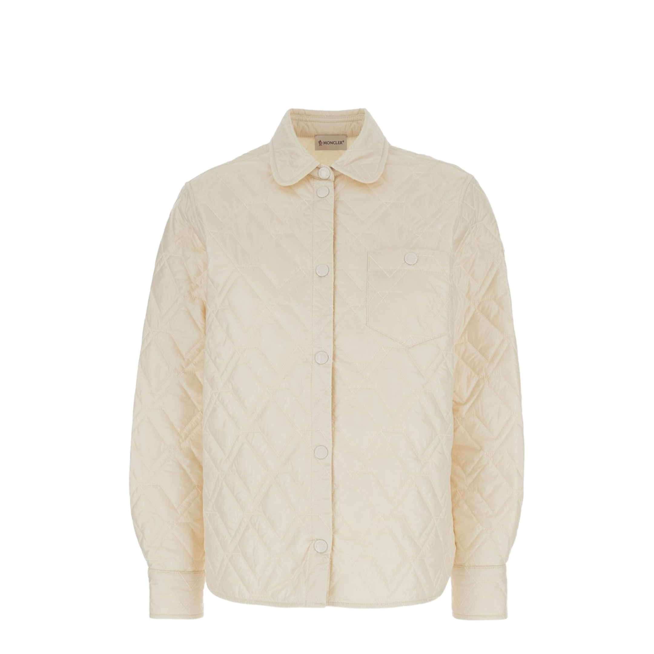 White Ivory Diamond Quilted Padded Shirt Jacket - Image 1