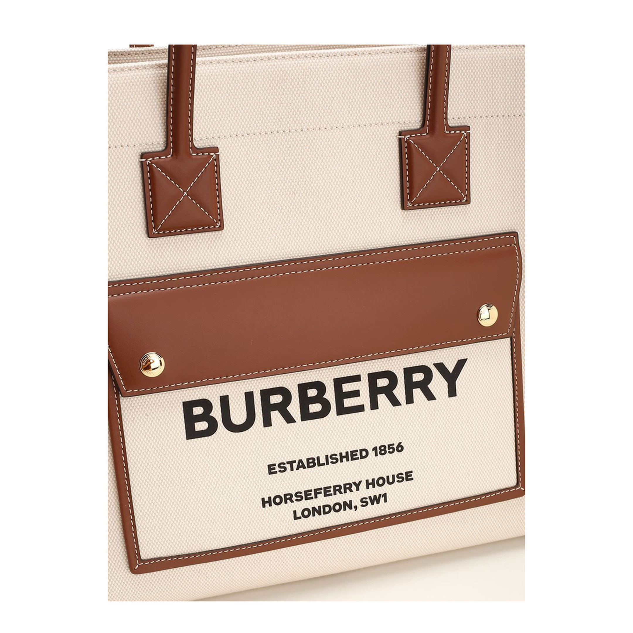 Freya Medium Two-Tone Canvas Tote Bag - Beige - Image 5