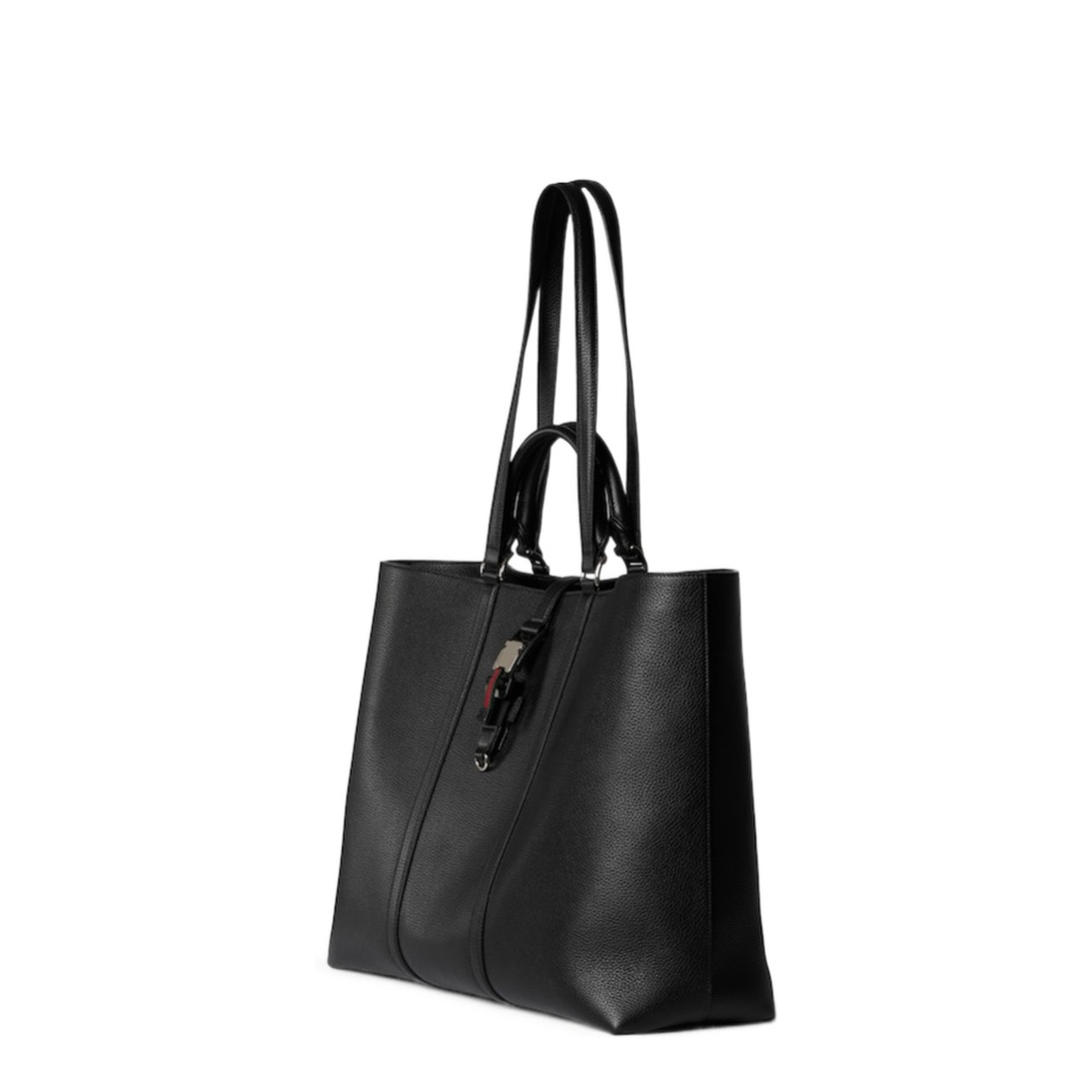 Maxi Leather Tote Bag With Web - Black - Image 2