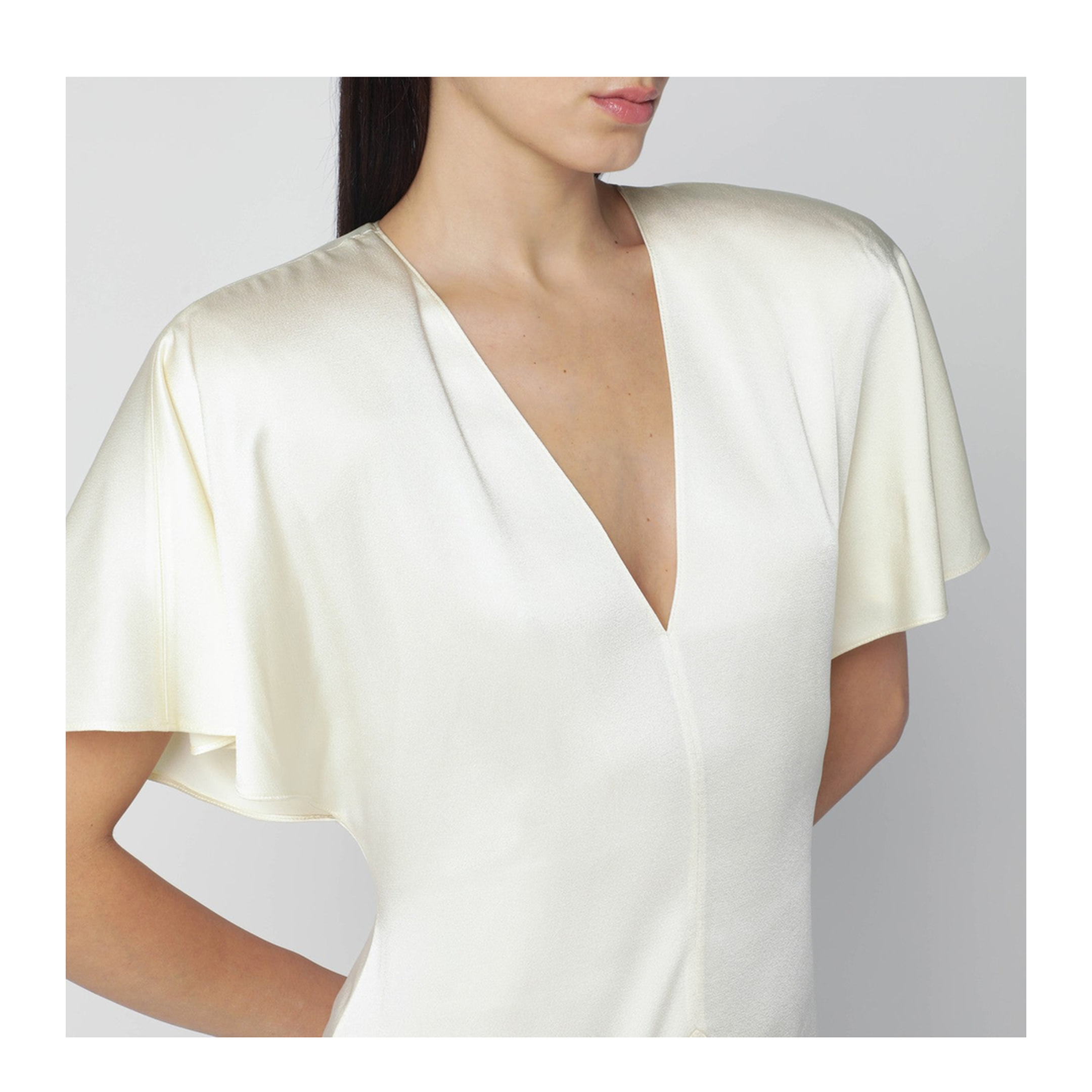 Butter-colored Satin Midi Dress - Image 2