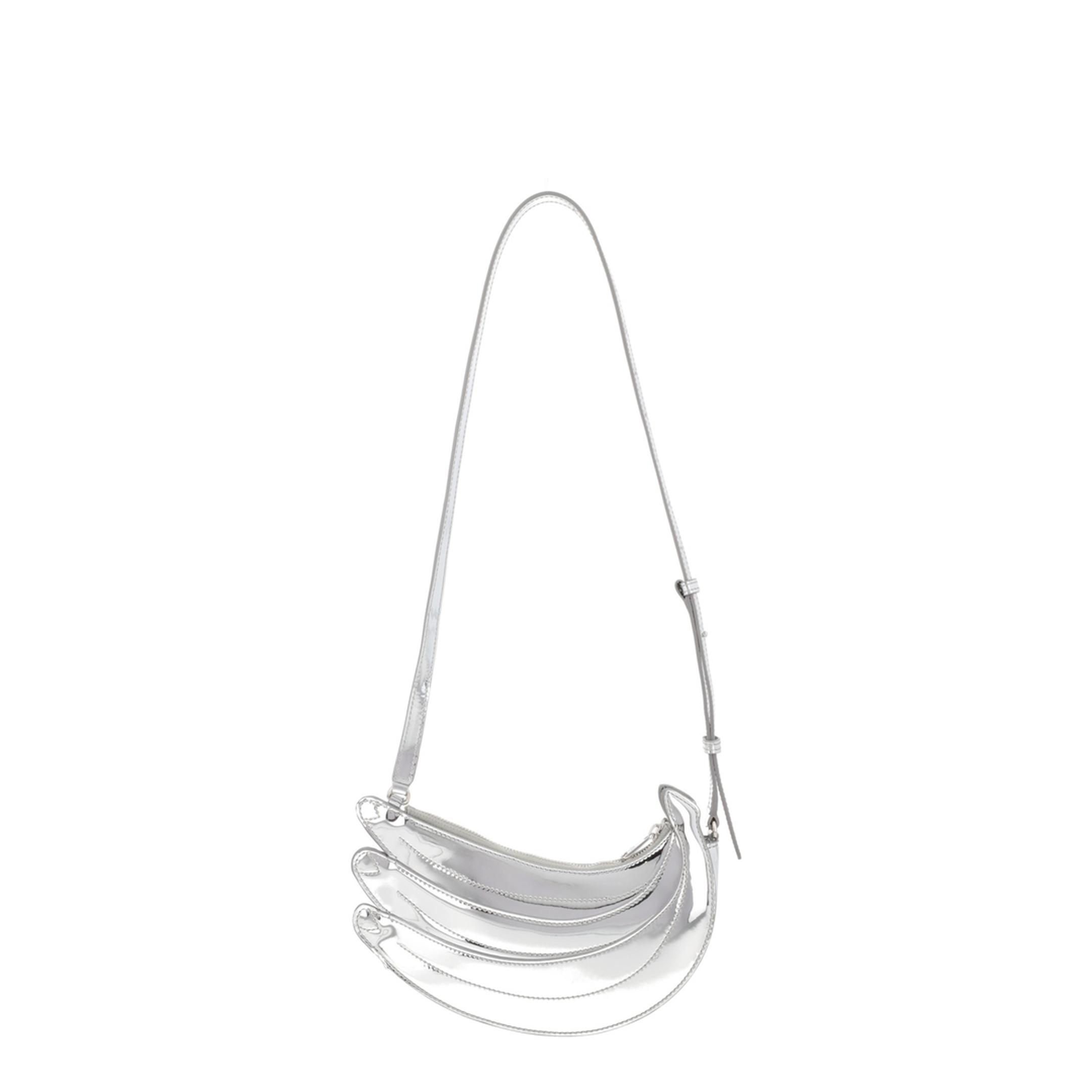 Banana Bag Leather Shoulder Bag - Silver - Image 3