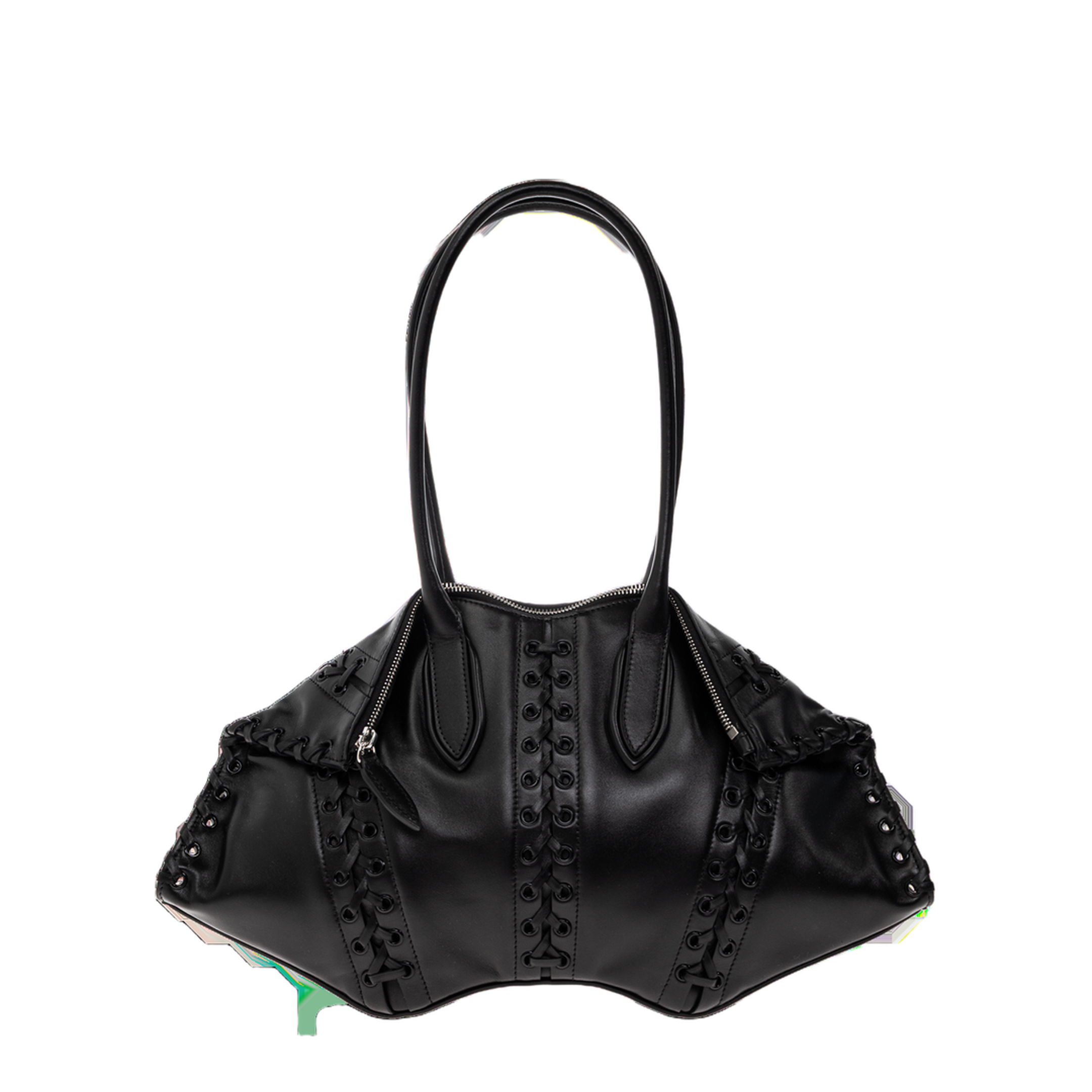 Manta Leather Shoulder Bag - Black - Image 2