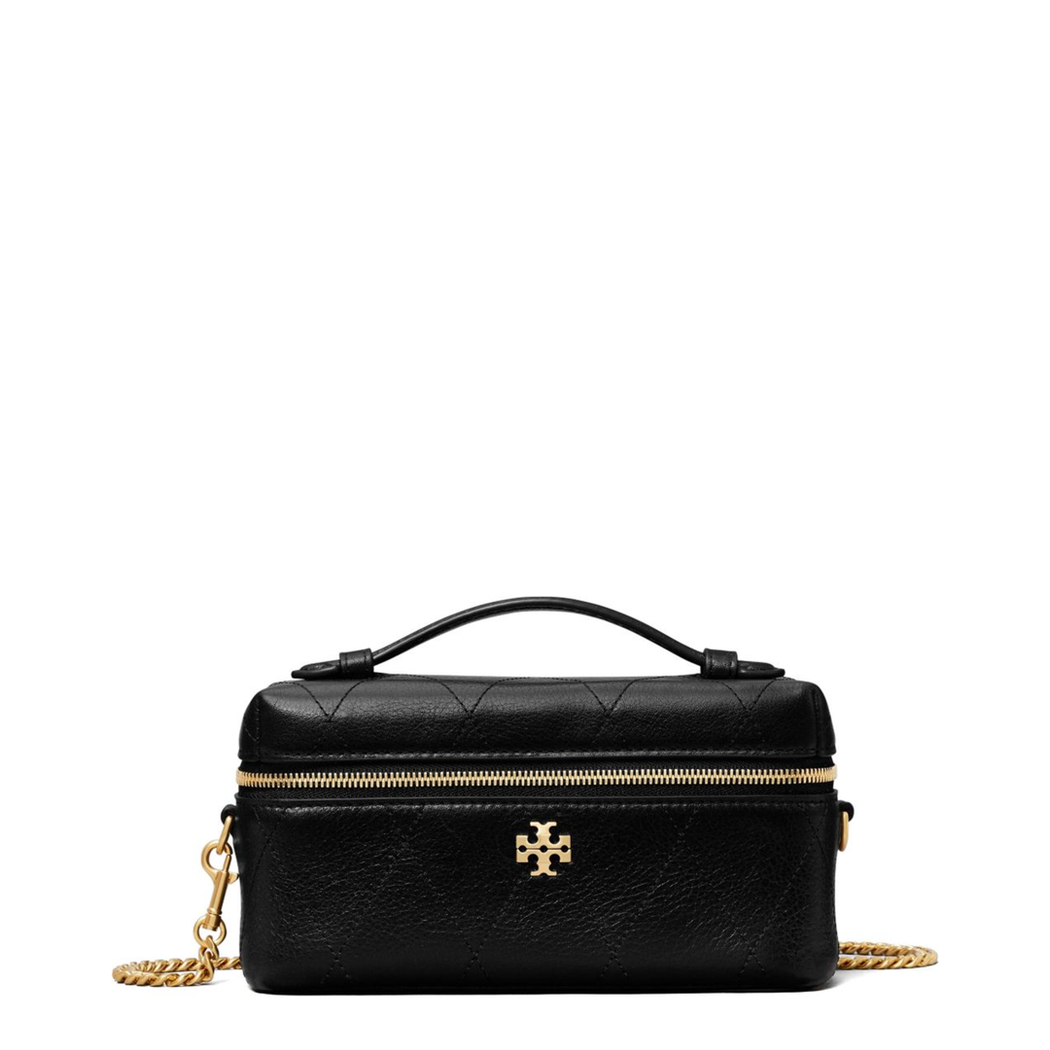 Charlie Quilted Pebbled Leather Vanity Case - Black - Image 1