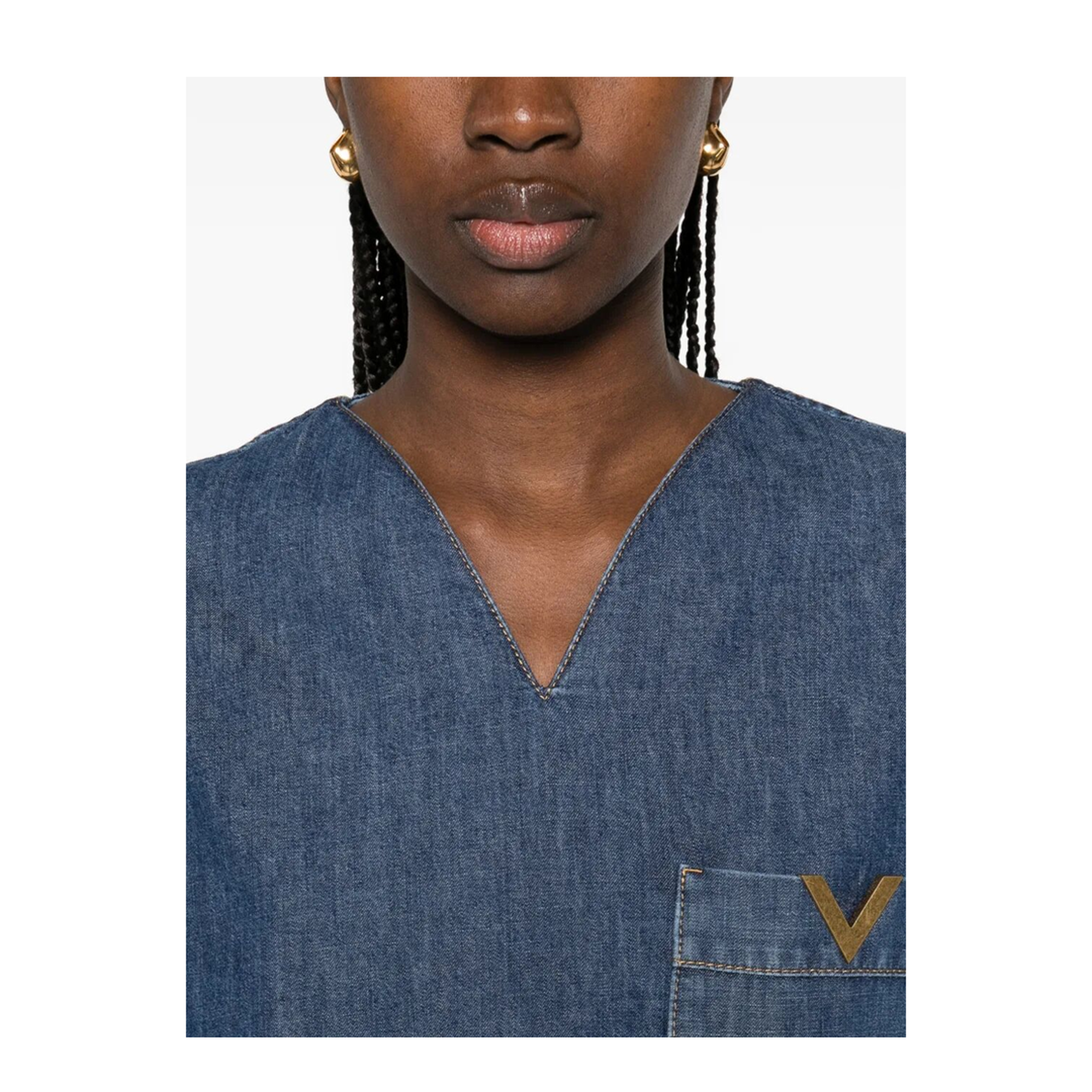 Cotton Denim Shirt - Blue - Image 5