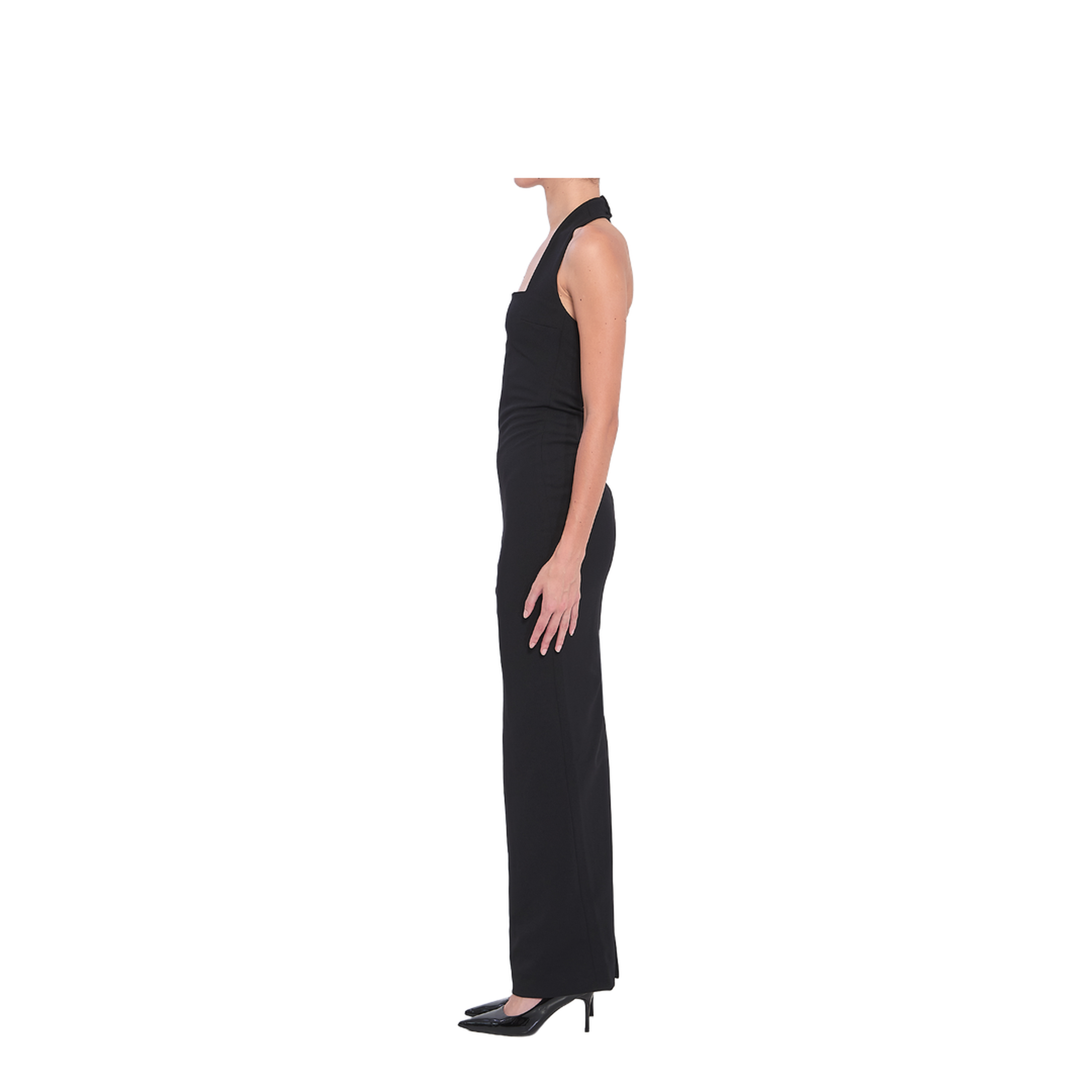 Black Rear Zip Fastening Halterneck Square Neck - Image 3